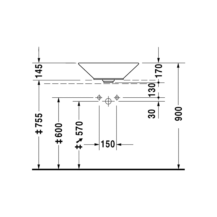 Tvättställ Duravit Starck 1 Bredd: 530 Mm Bredd: 530 Mm
