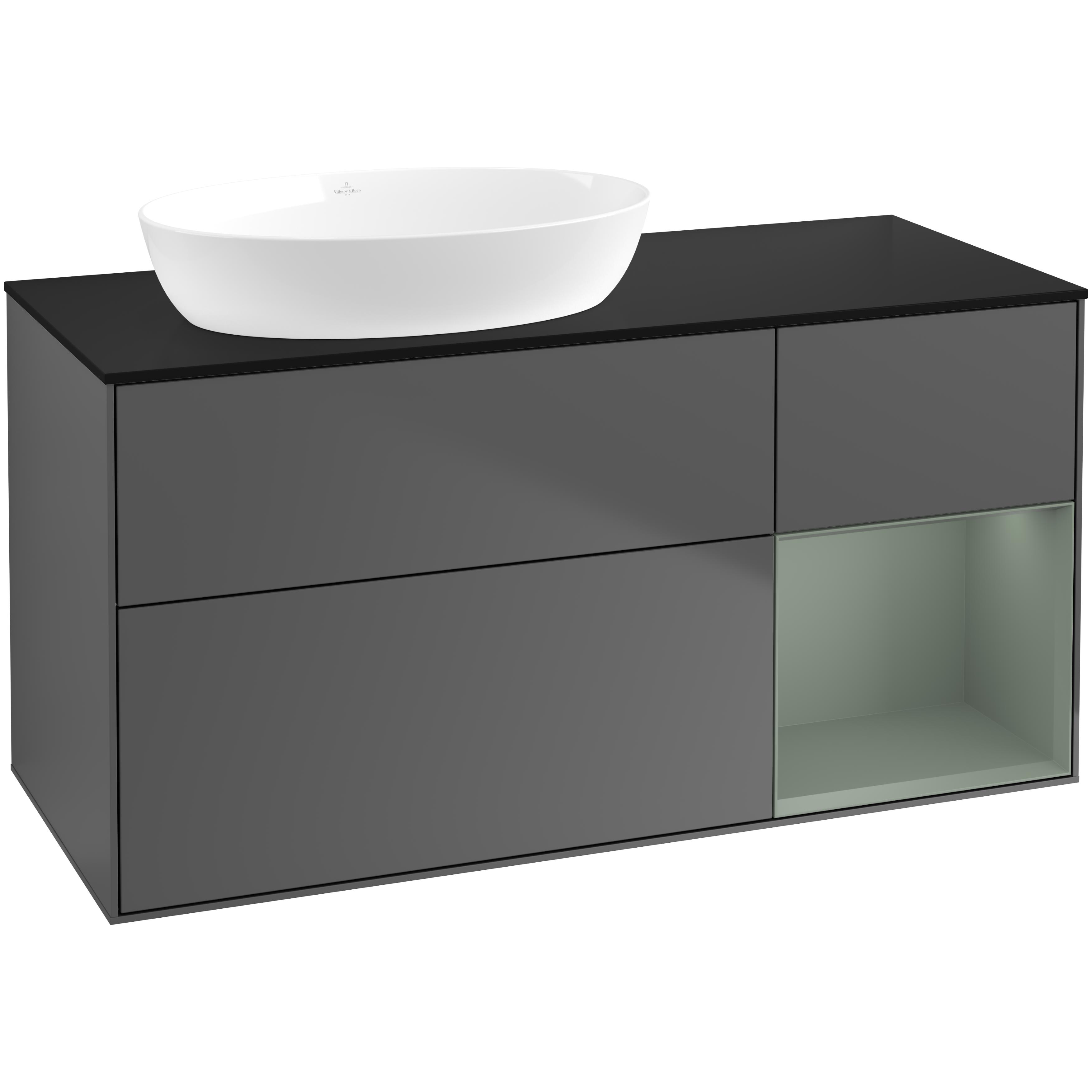 Tvättställsskåp Villeroy & Boch Finion med 3 Lådor Hylla och Bänkskiva för Ocentrerat Tvättställ från Artis & Collaro