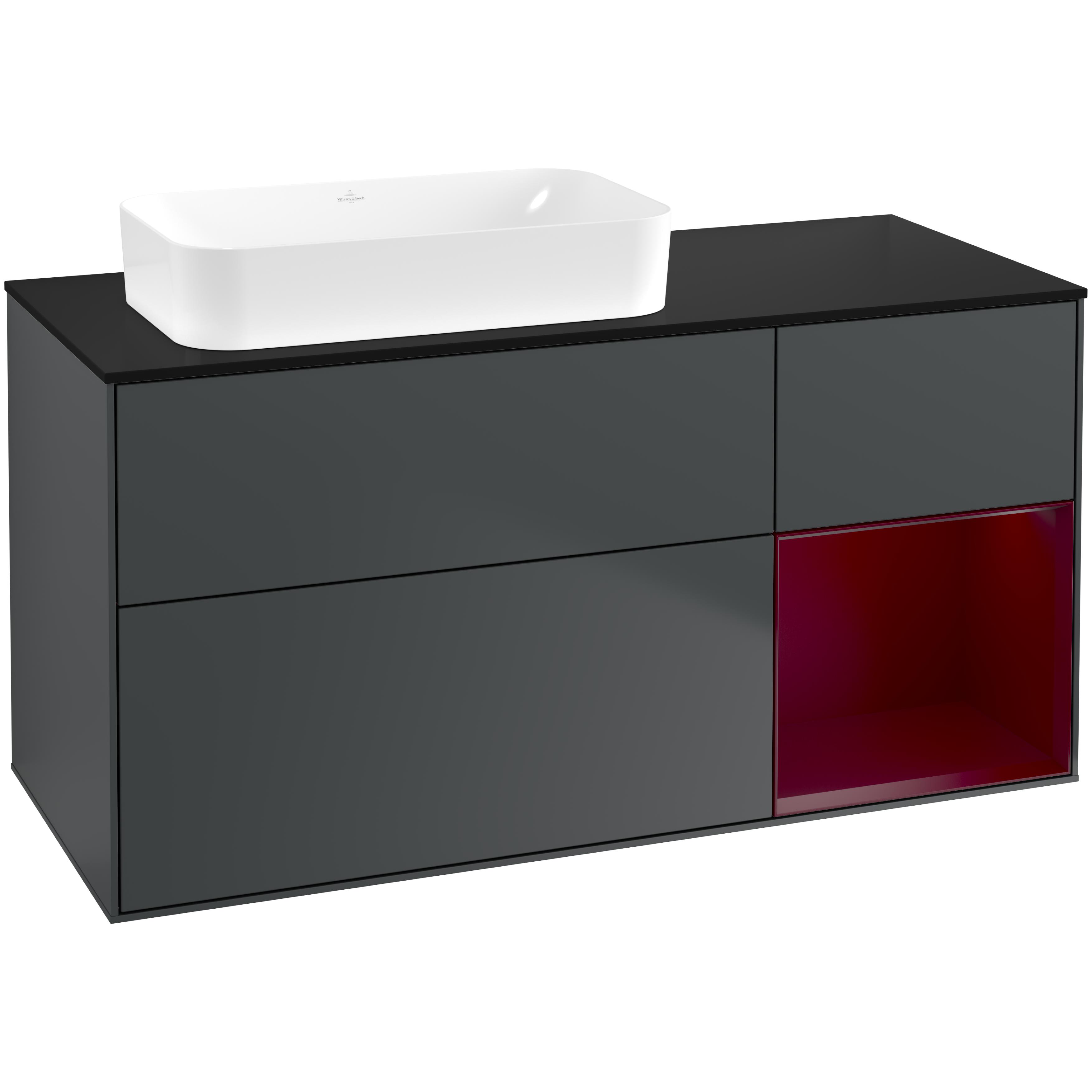 Tvättställsskåp Villeroy & Boch Finion med 3 Lådor Hylla och Bänkskiva för Ocentrerat Fristående Tvättställ