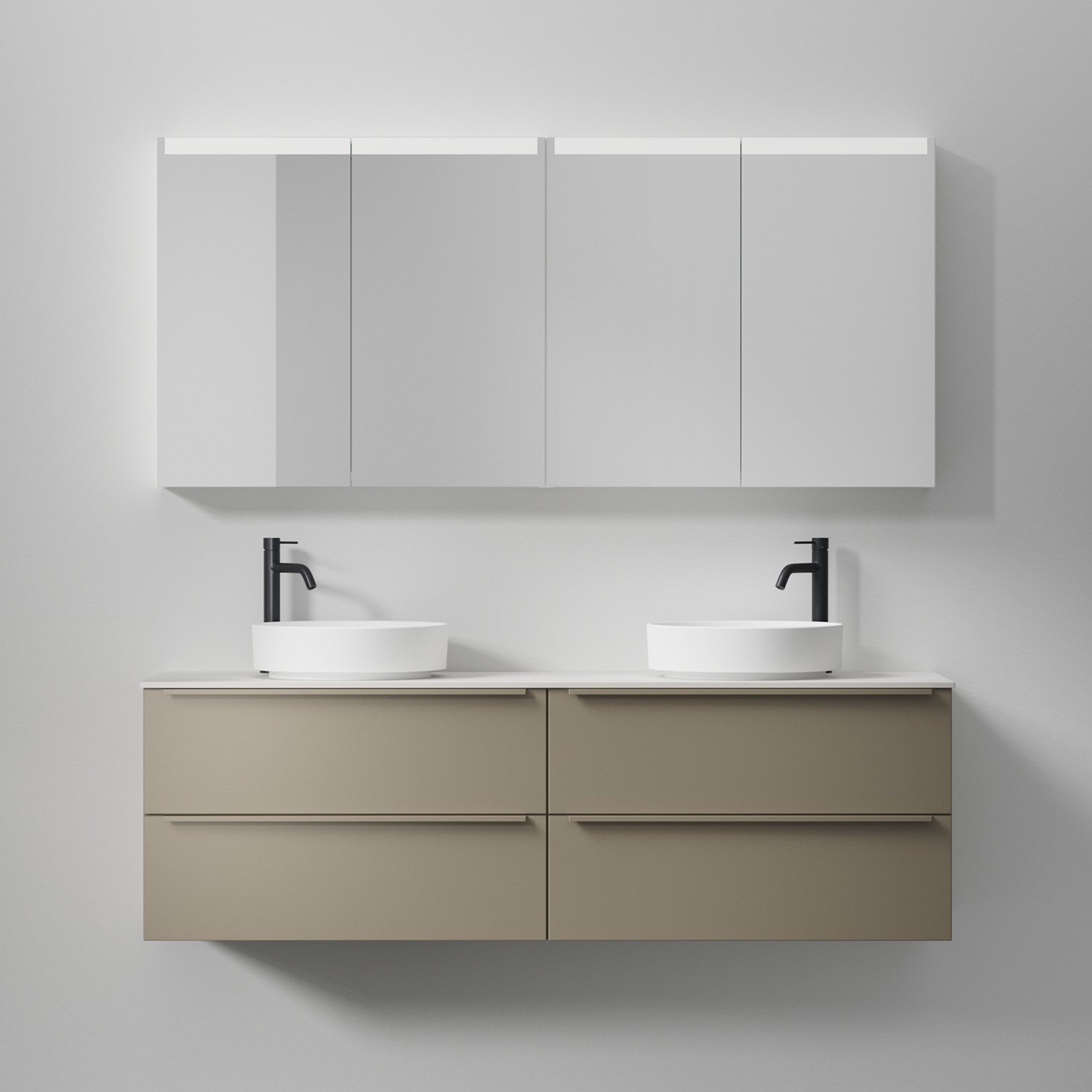 Spegelskåp Stage Plus 140, Dark Oak, 4 Luckor,1400x720x140 Bredd: 1400 mm, Dark Oak, Dubbla luckor