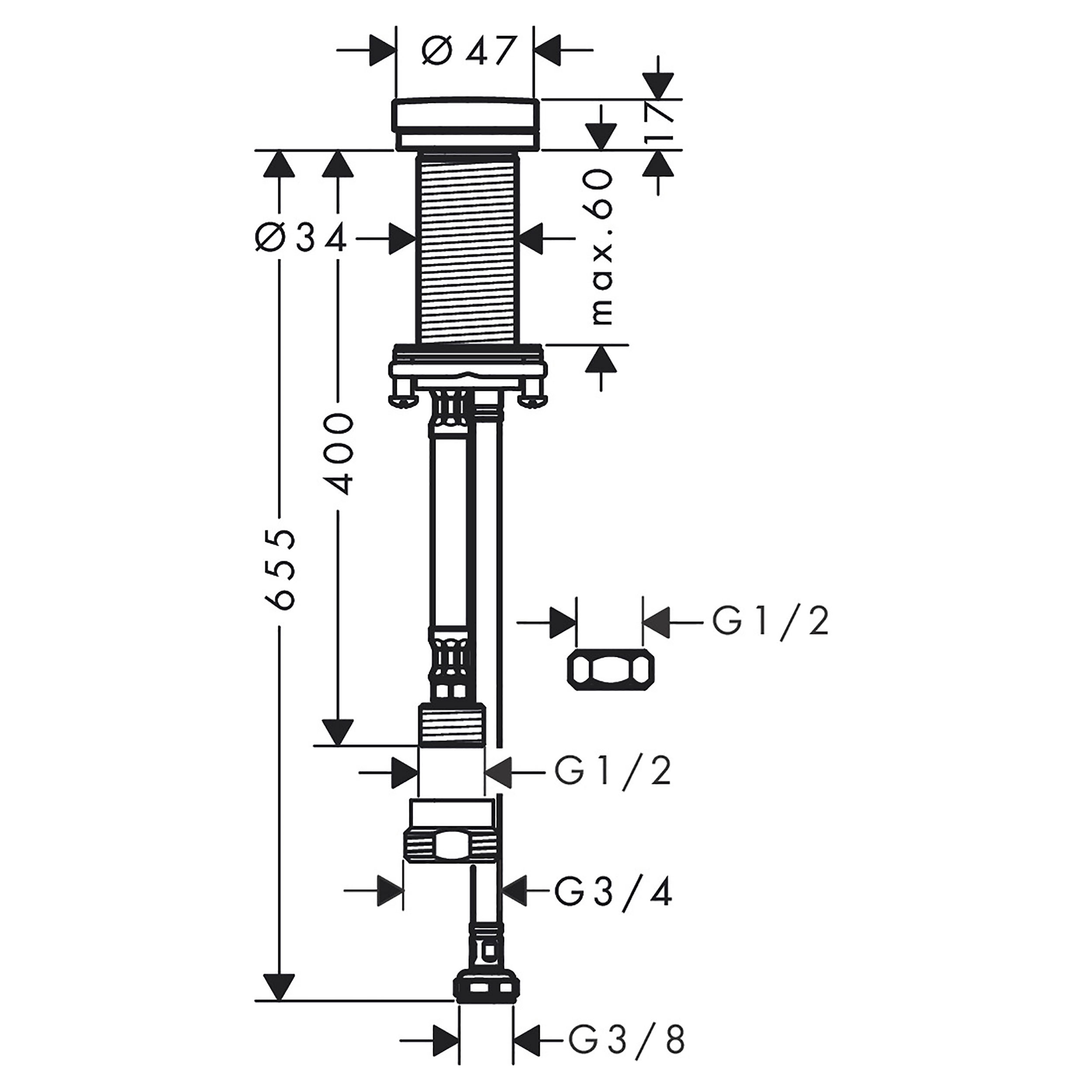 Stengeventil Hansgrohe M54 F21