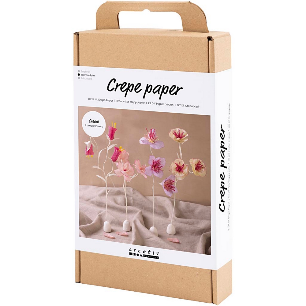 Hobbysett Creativ Company DIY Kit Kreppapir Blomster Pastellfarger