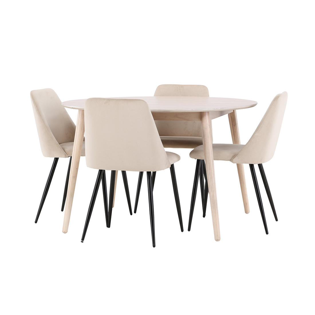 Spisegruppe Venture Home Flora Ø120 cm med 4st Night Spisestoler