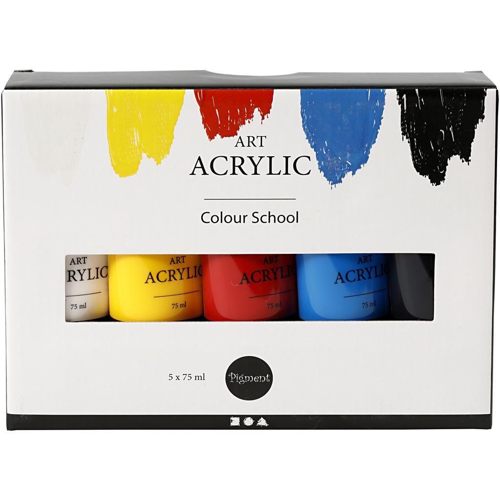 Akrylmaling Creativ Company Pigment Art Grunnfarger 5 stk 75 ml/1 Pk