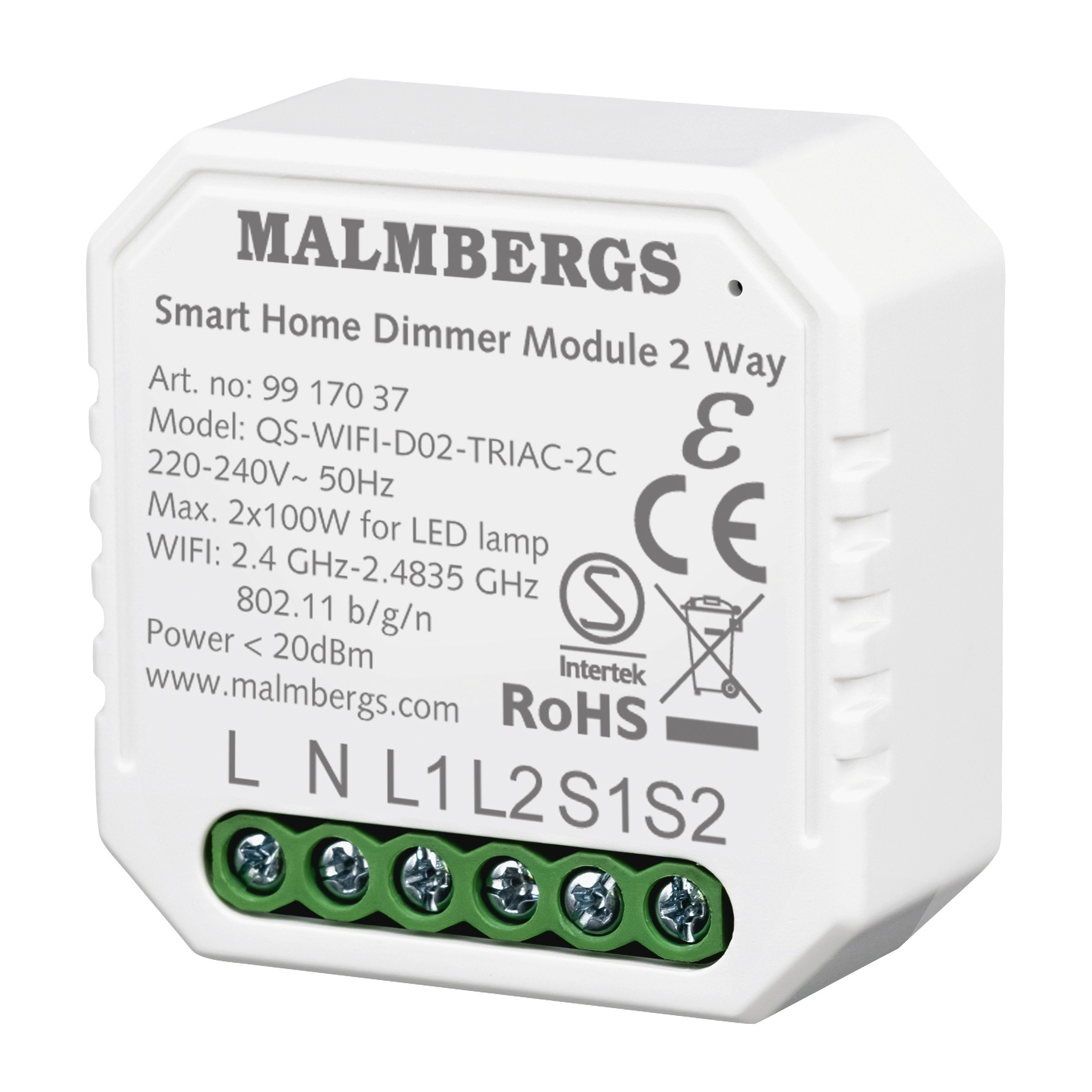 Boksdimmer 2-kanal Malmbergs SmartHome Wifi
