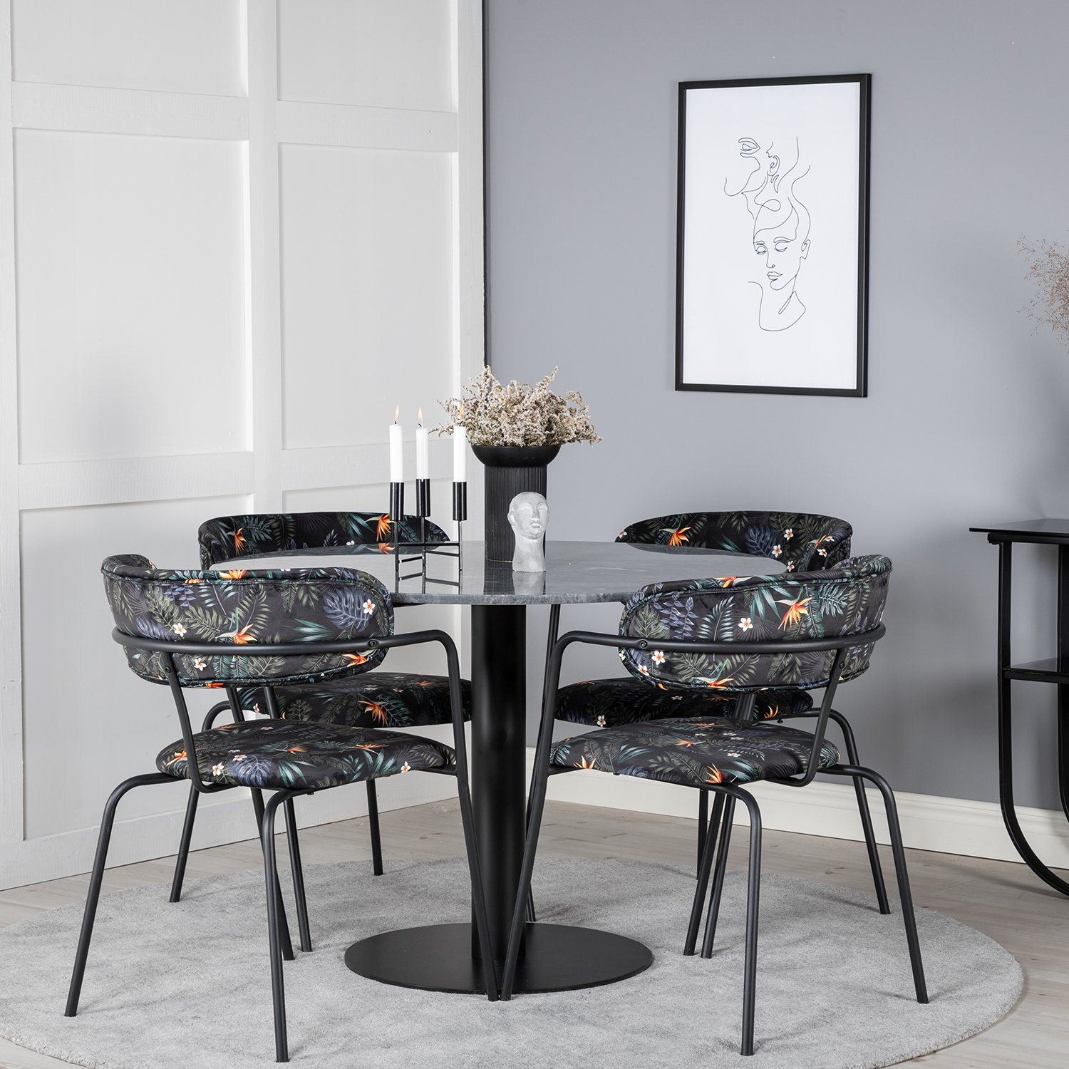Spisegruppe Venture Home Estelle med 4 Aris Stoler Polyester
