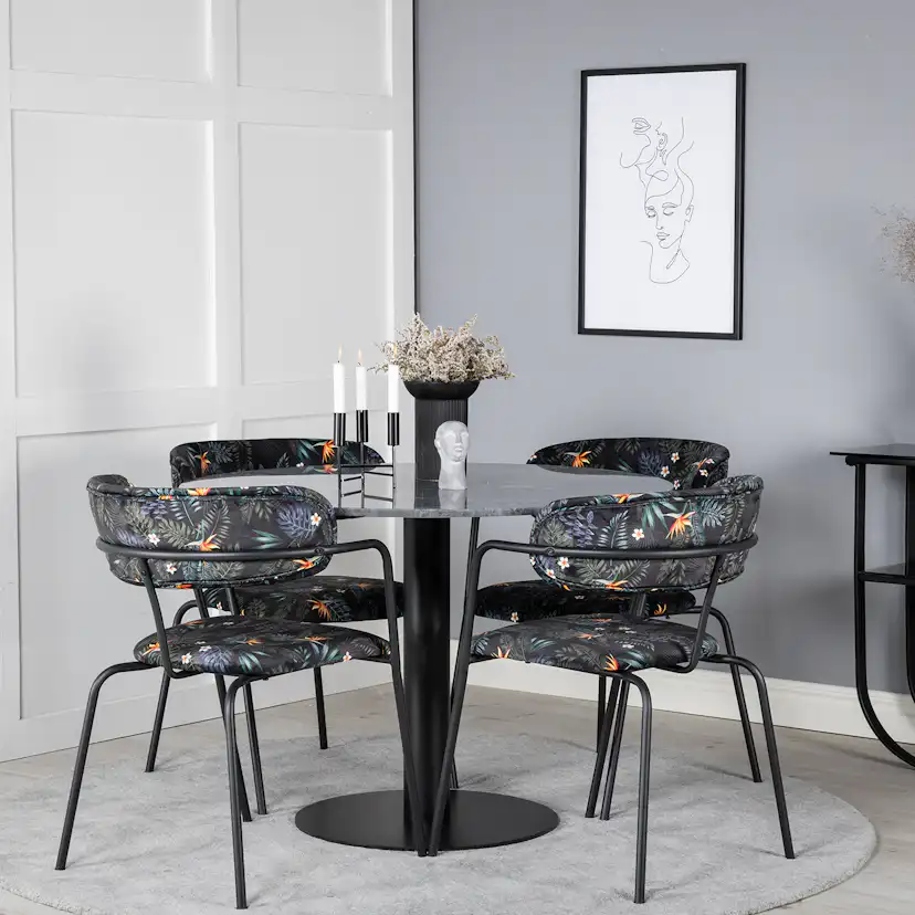 Spisegruppe Venture Home Estelle med 4 Aris Stoler Polyester