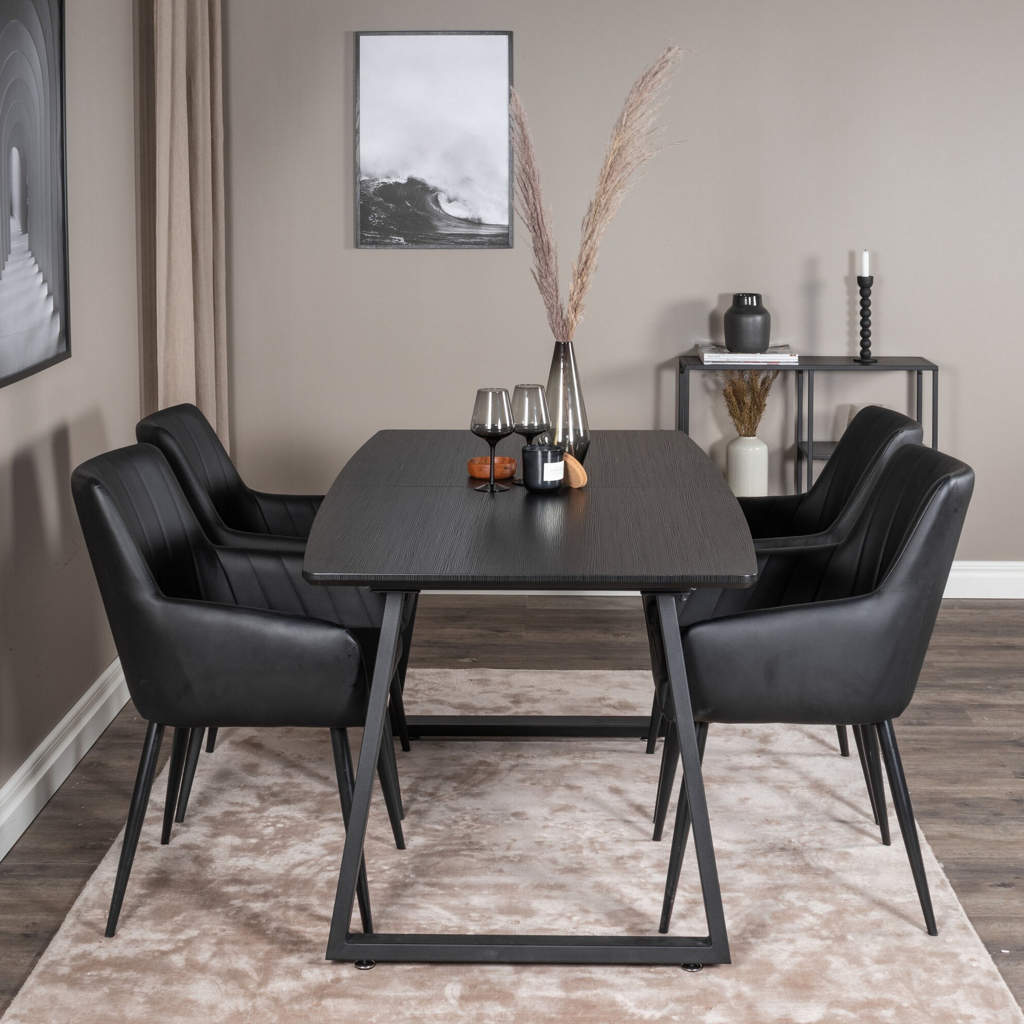 Inca Extentiontable - Black top / black Legs +Comfort - Dini Sort/Sort