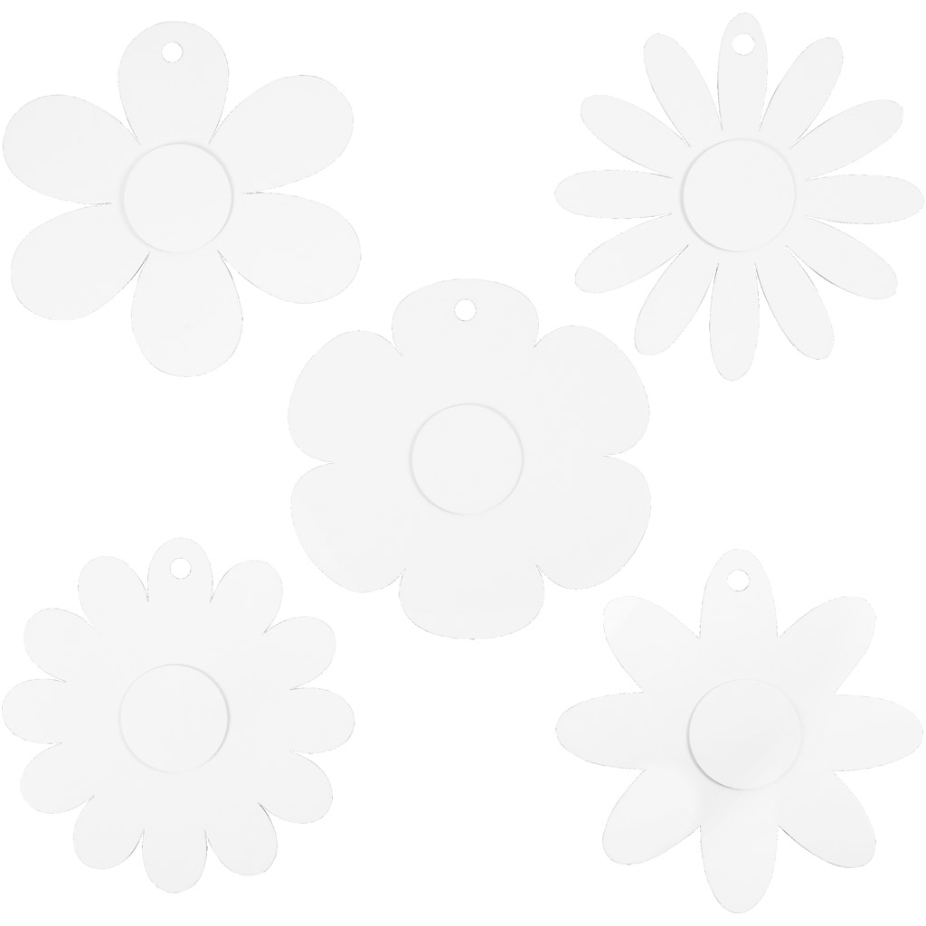 Pappfigur Creativ Company Blomster Hvit D20 cm 400 g 5x3 Stk/1 Pk