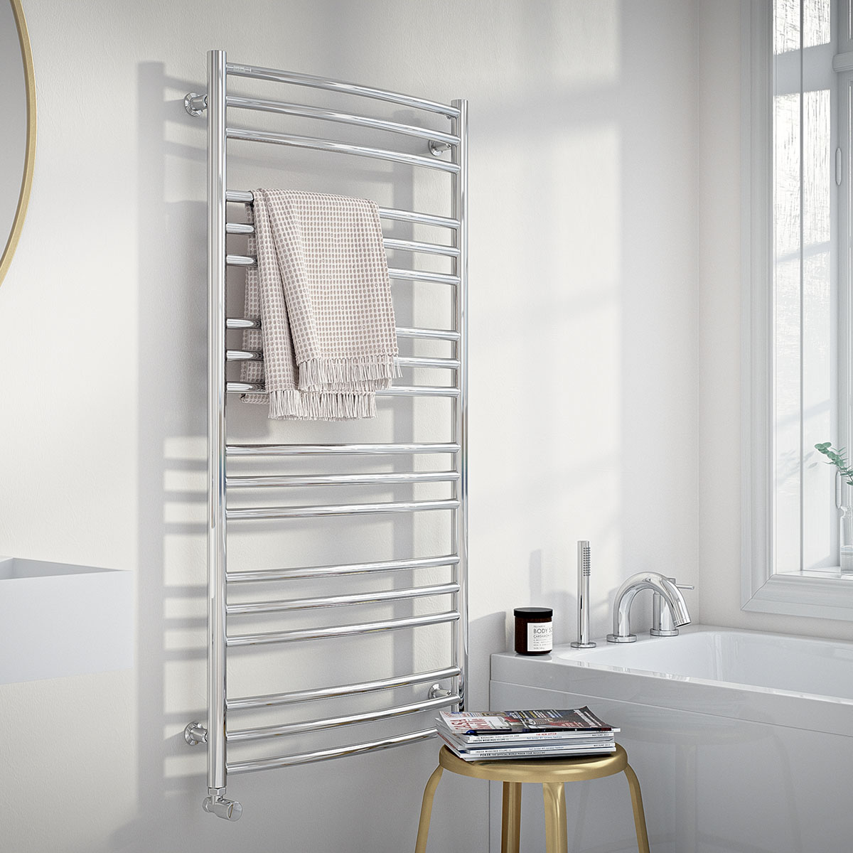 Läckö Cv Krom, 1210x600/568mm/ 470/244w BxH: 600x1210 mm. Vann og Strøm Krom
