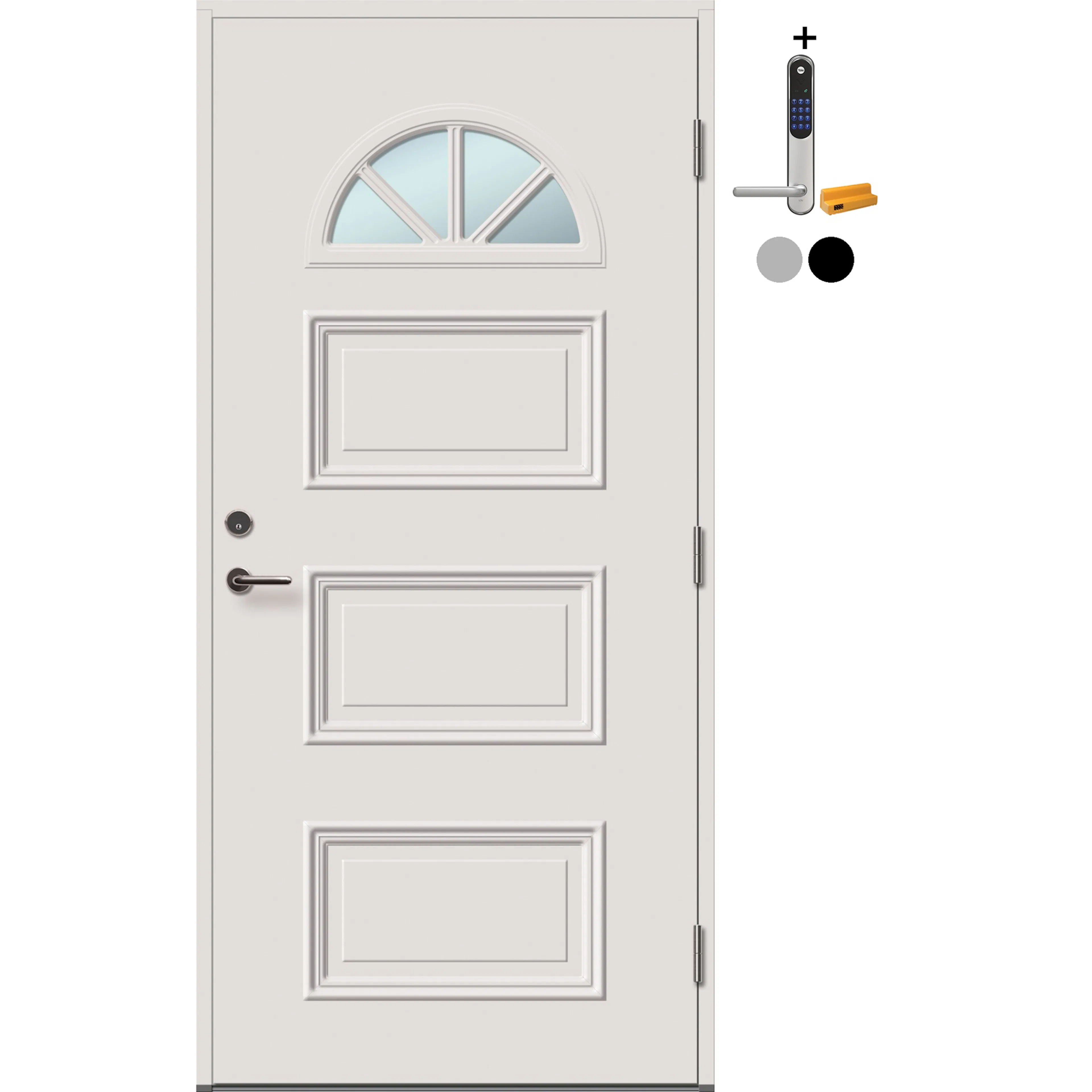 Ytterdør Tundøren Tun 443 Klarglass Hvit med Yale Doorman Classic Home