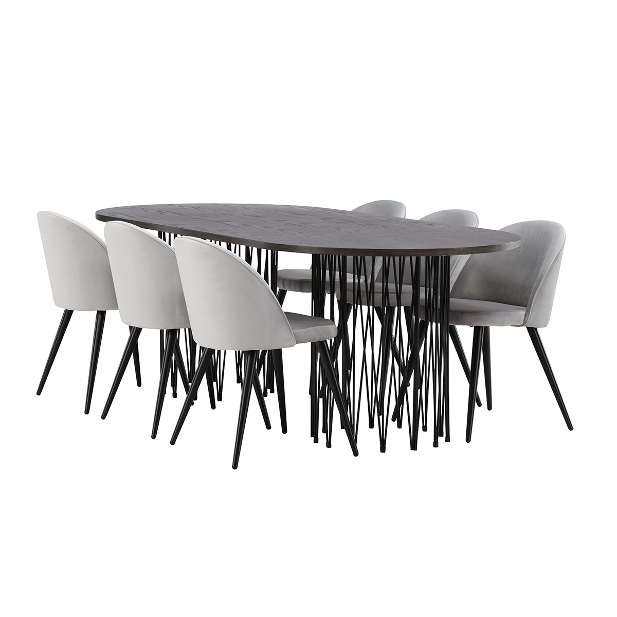 Spisegruppe furniture/fashion Stone med 6 Velvet Stoler