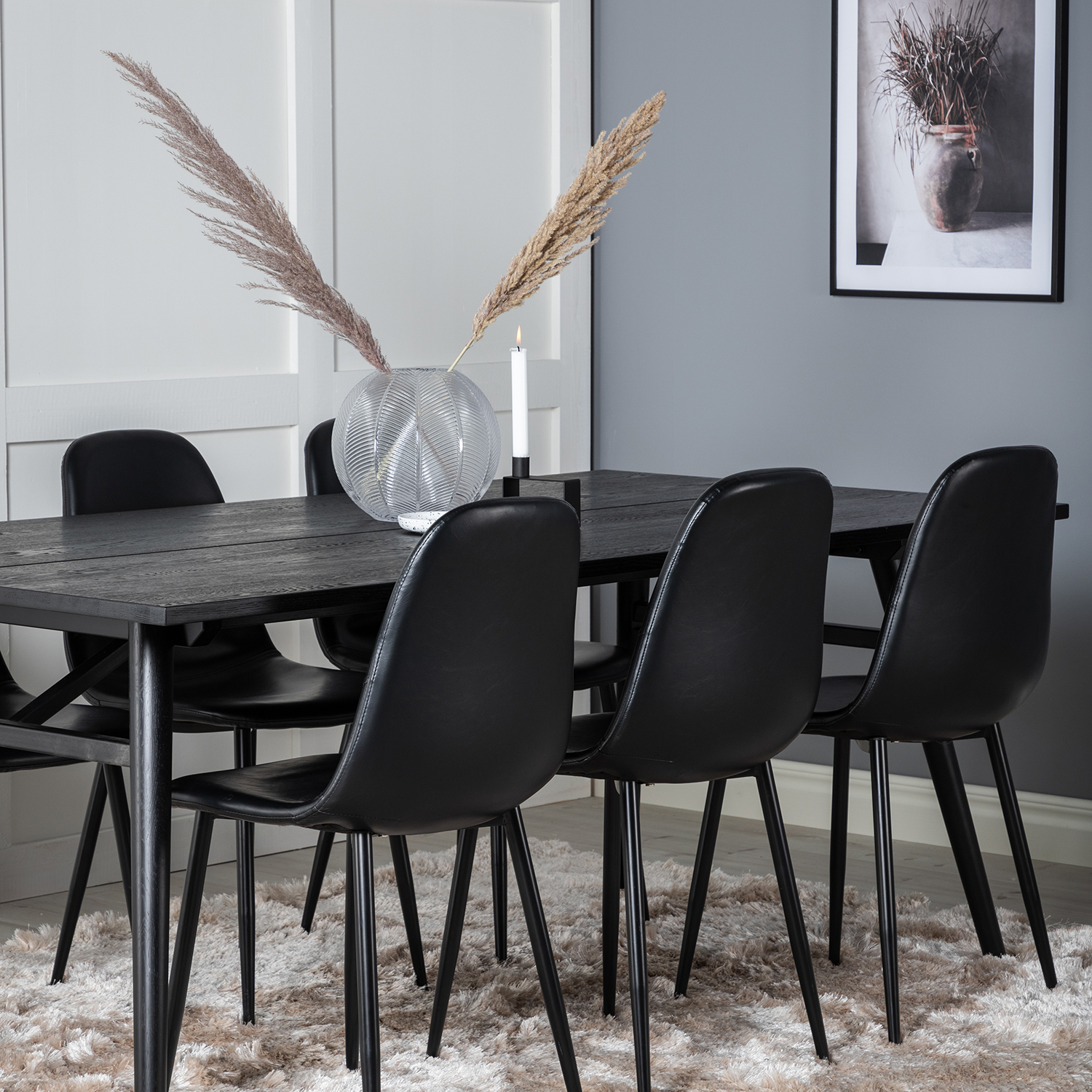 Spisegruppe Venture Home Salt med 6 Pobbie Stoler Lær