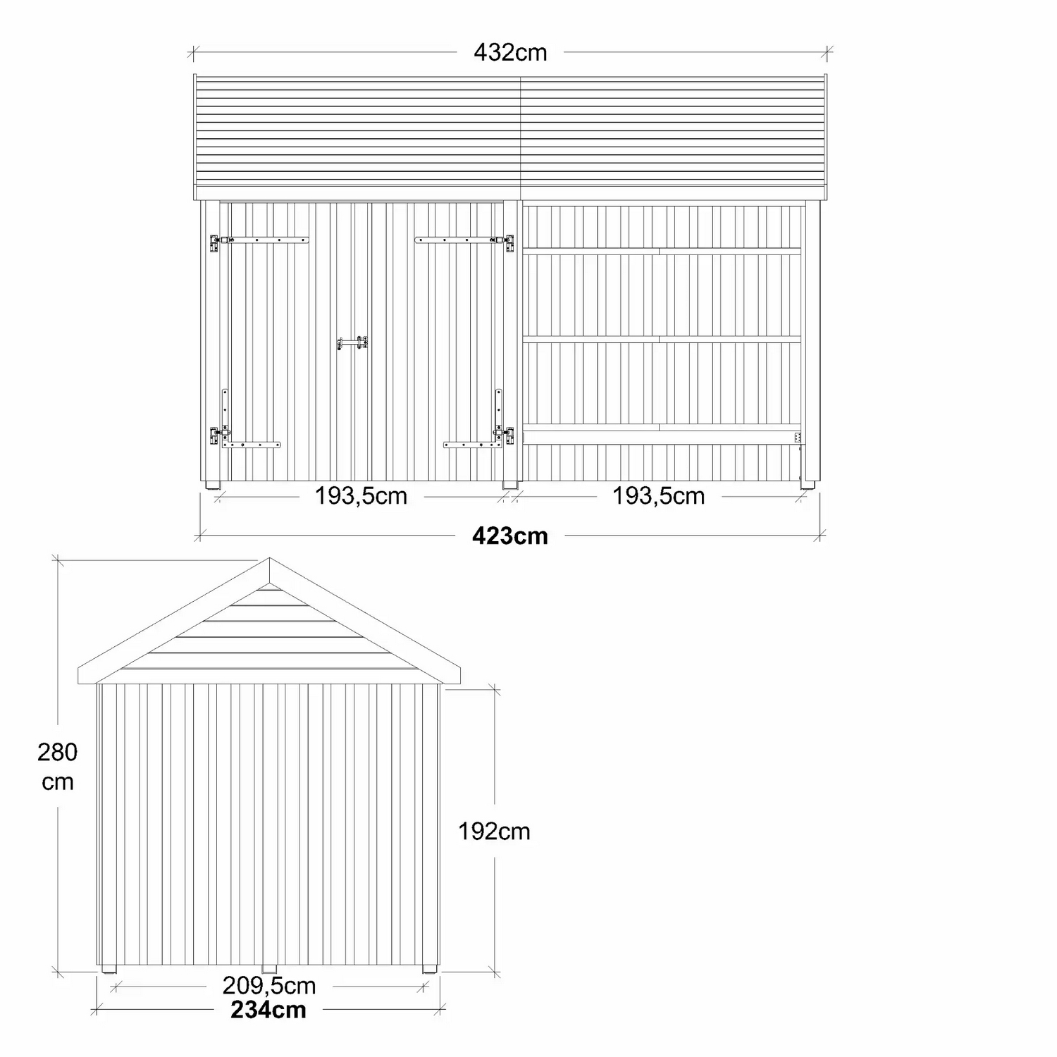 Utebod PLUS Classic Multi Hagehus 2 Moduler Dobbeldør Åpen 10m2