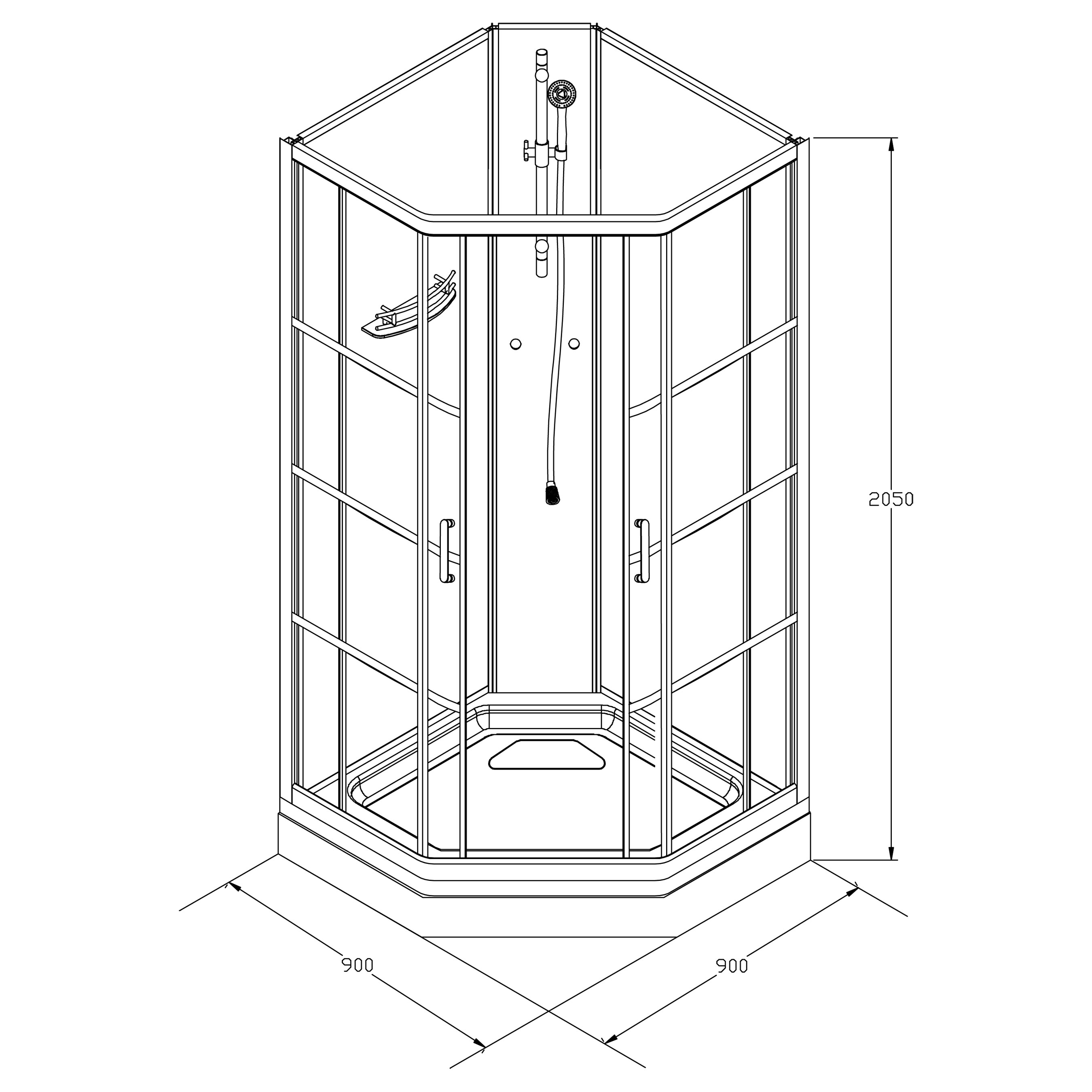 Dusjkabinett Bathlife Betrakta 90x90 Elegant A/W Klarglass