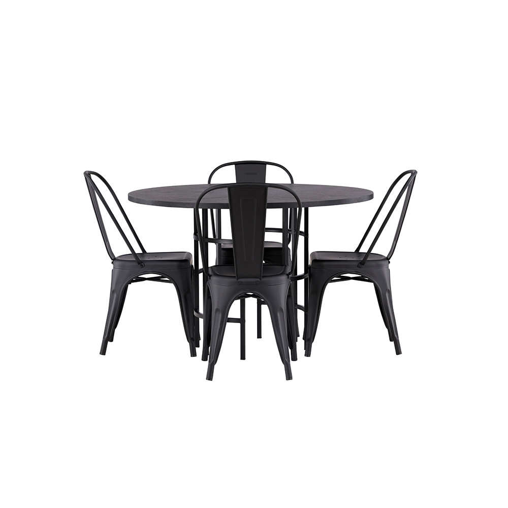 Spisegruppe Venture Home Copenhagen Ø 115 cm med 4 Tempe Stoler