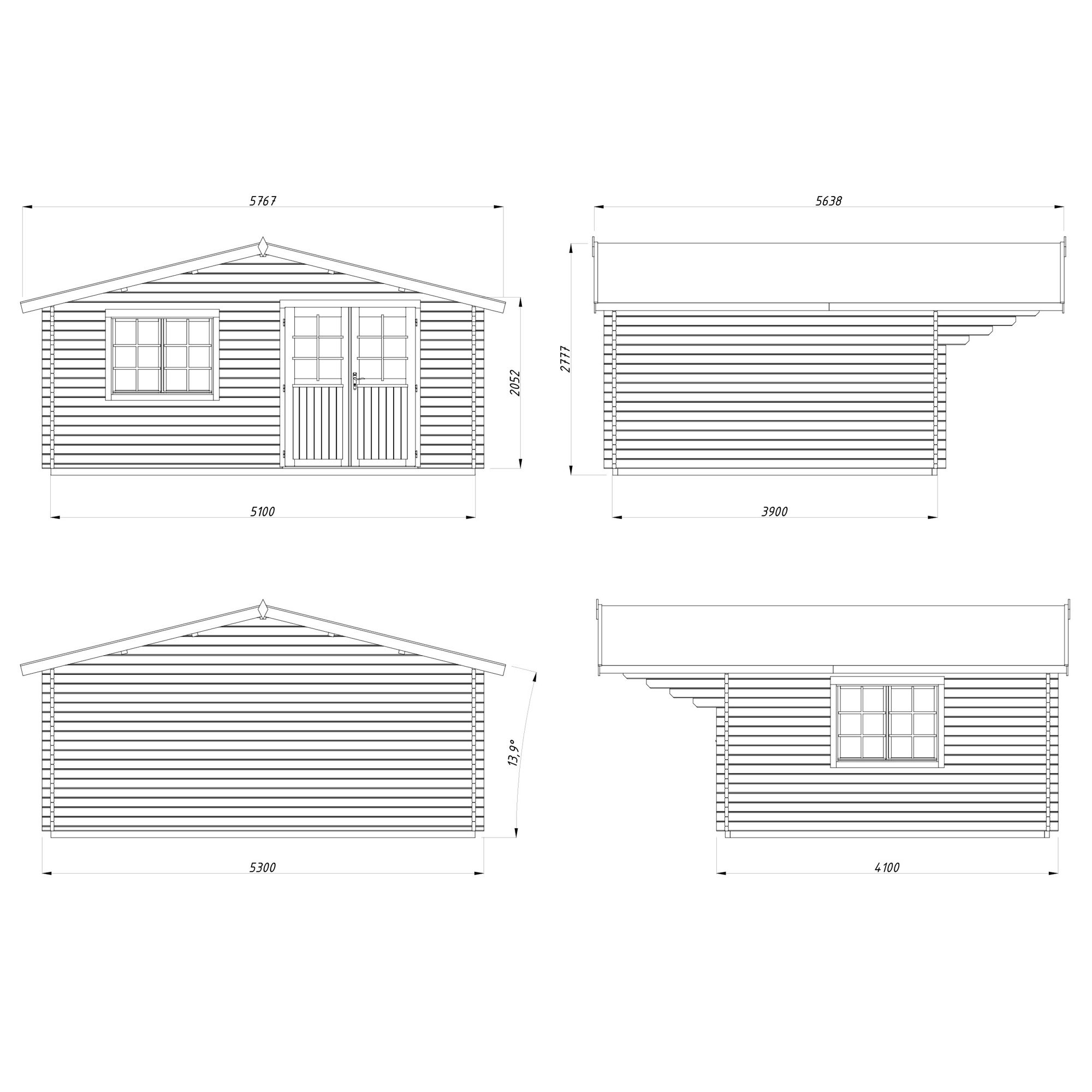 Anneks Palmako Sally 19,1 m2 med Shingel, Papp og Spiker