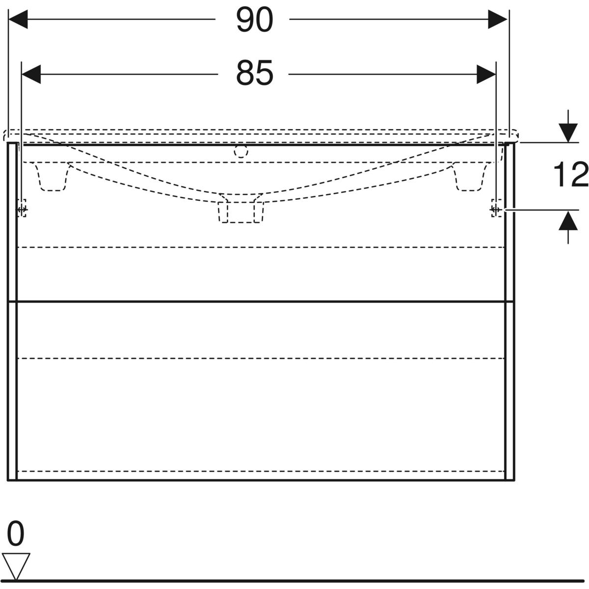 Ifö Elegant underskåp för möbeltvättställ, med två lådor: B= Mørkegrå, 900x600 mm