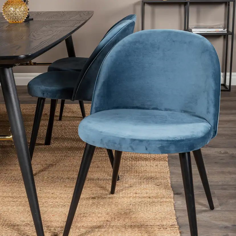 Spisegruppe Venture Home Gold med 6 Velvet Stoler