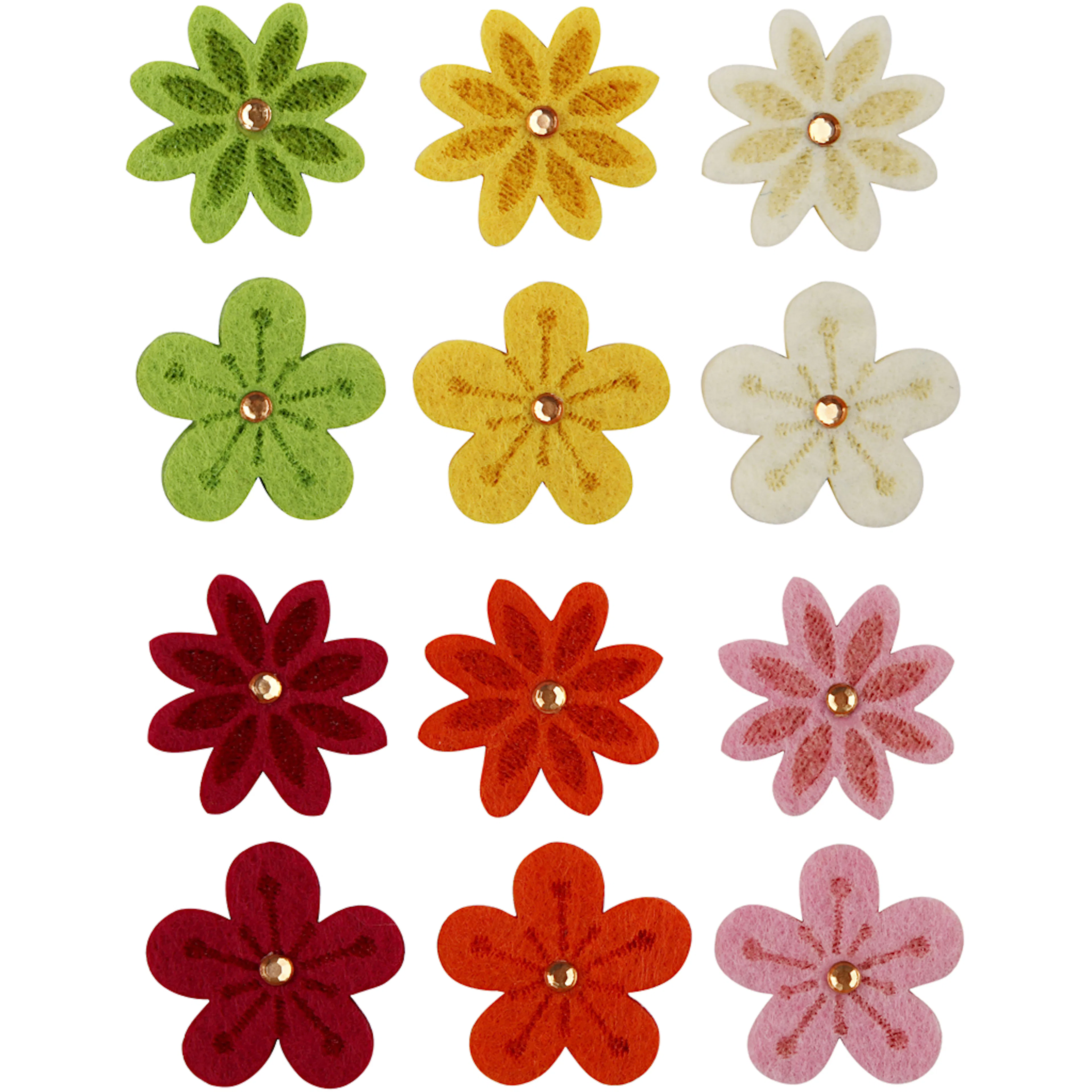 Filtblomster Creativ Company med Rhinsten 120 stk/1 Pk