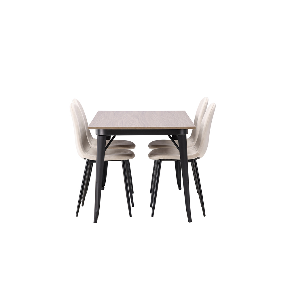 Spisegruppe Venture Home Tempe 140 cm med 4 Polar Stoler Fløyel
