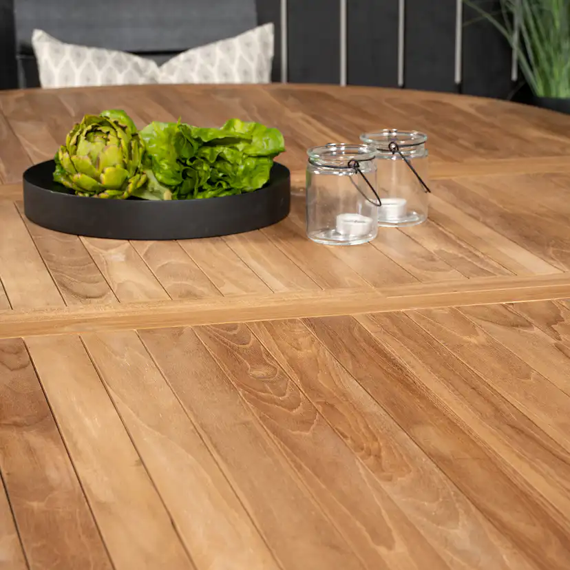 Spisegruppe Venture Home Kenya 180-240x120 Teak med 8 Levels Lenestoler