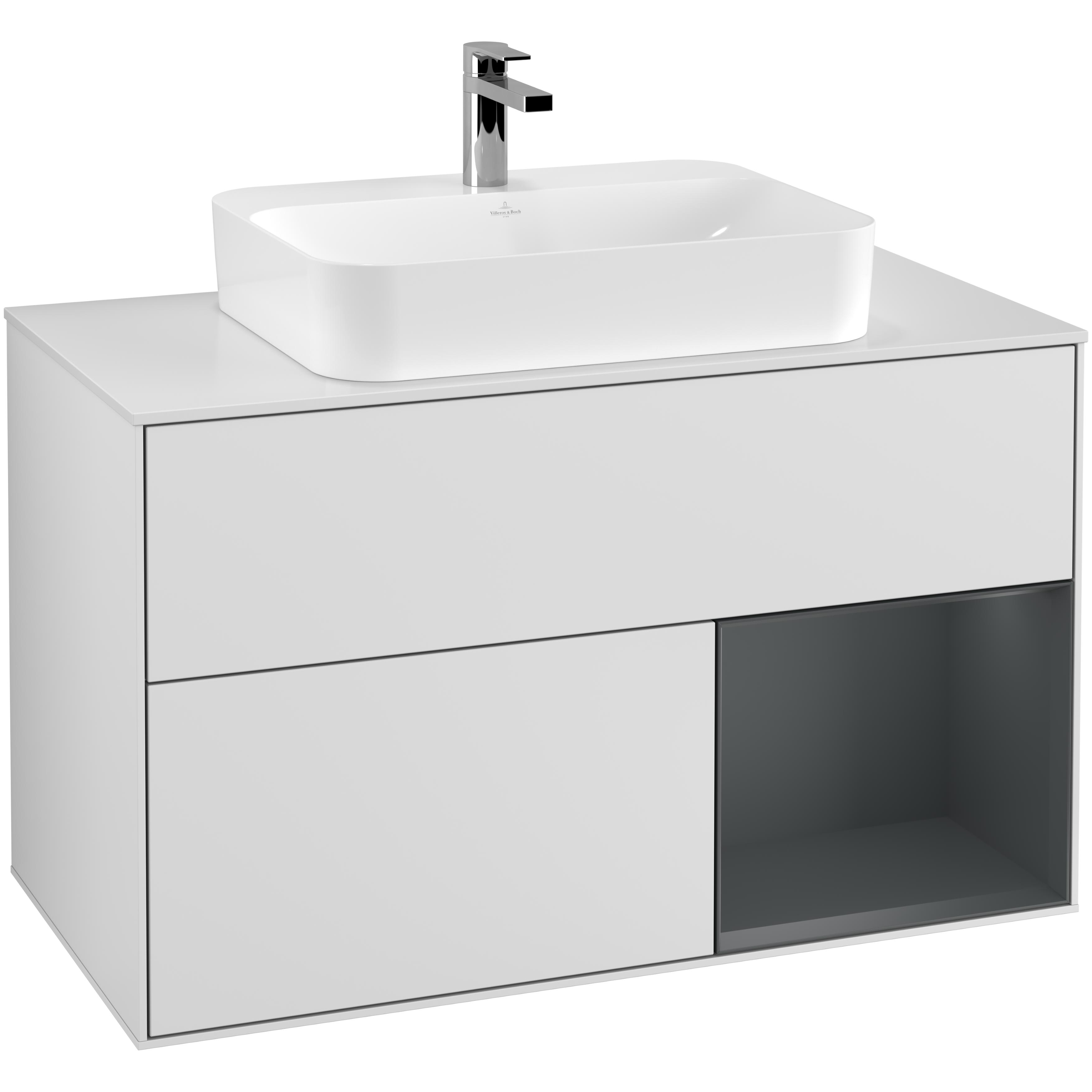 Tvättställsskåp Villeroy & Boch Finion med 2 Lådor Hylla och Bänkskiva för Ytmonterat Tvättställ | badrum - badrumsmobler - tvattstallsskap-och-kommod | KakelKungen