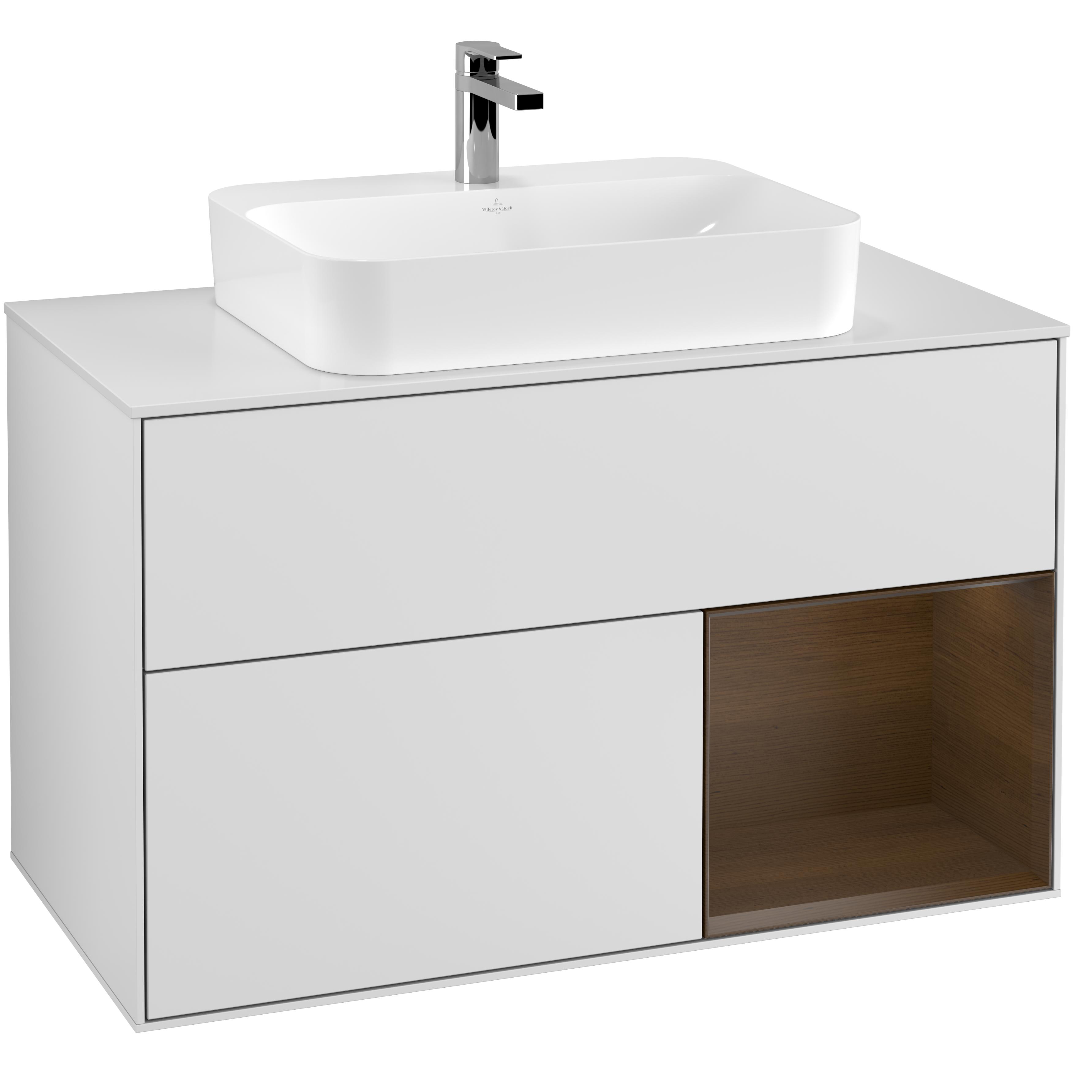 Tvättställsskåp Villeroy & Boch Finion med 2 Lådor Hylla och Bänkskiva för Ytmonterat Tvättställ | badrum - badrumsmobler - tvattstallsskap-och-kommod | KakelKungen