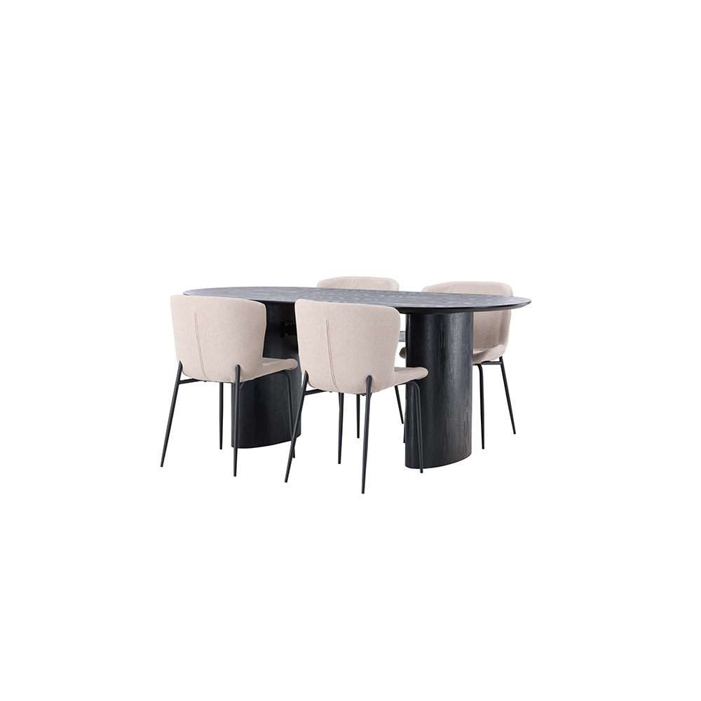 Spisegruppe Venture Home Isolde med 4 stk Modesto Stoler