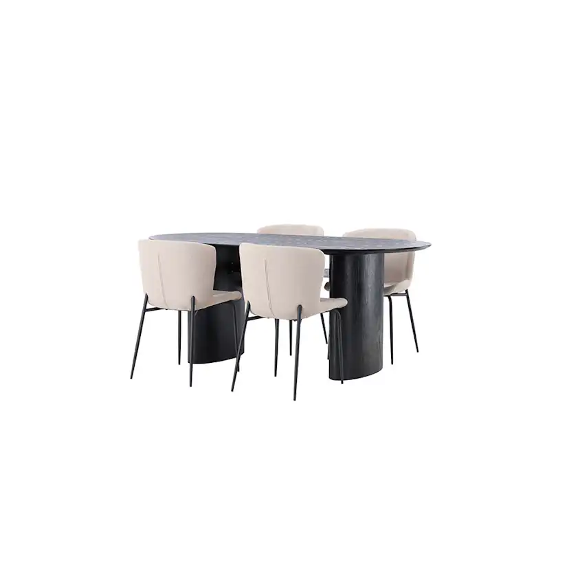 Spisegruppe Venture Home Isolde med 4 stk Modesto Stoler