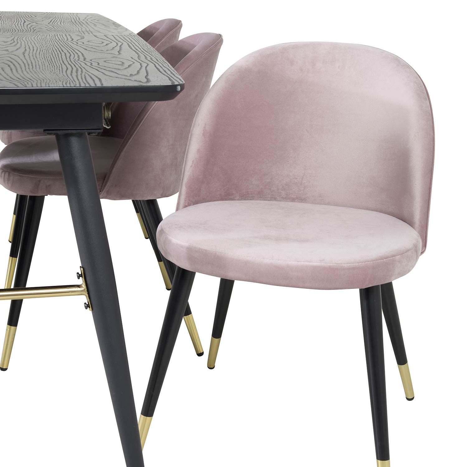 Spisegruppe Venture Home Gold med 6 Velvet Stoler