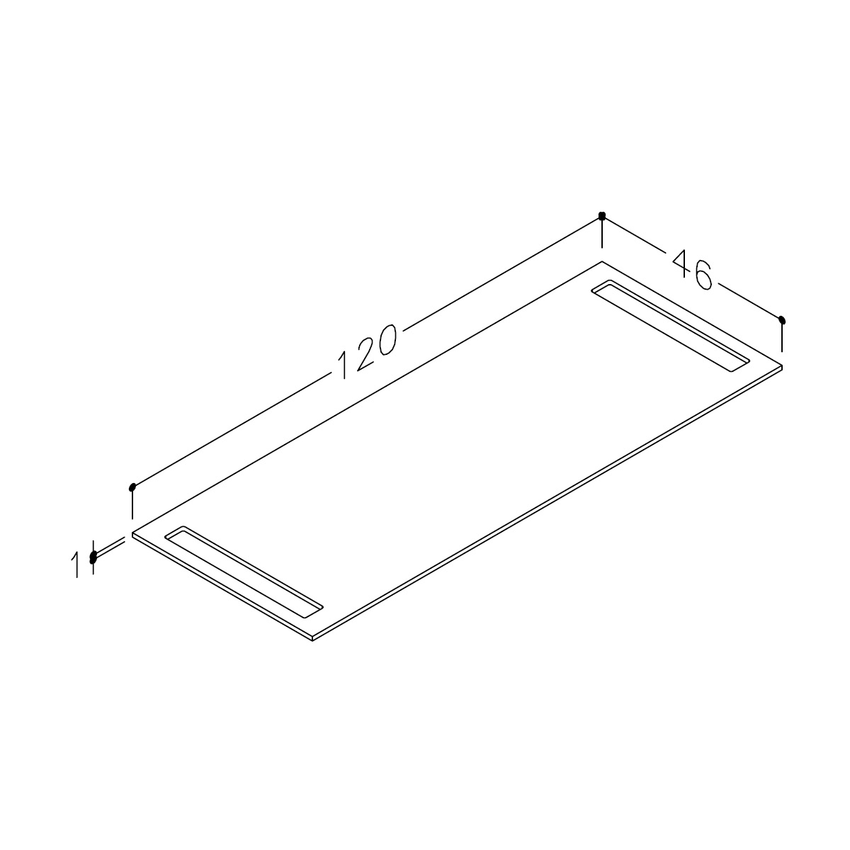 Benkeplate 120 HPL med håndkleholder begge sider, sort antra Svart Antrasitt, LxB: 1200x460 mm