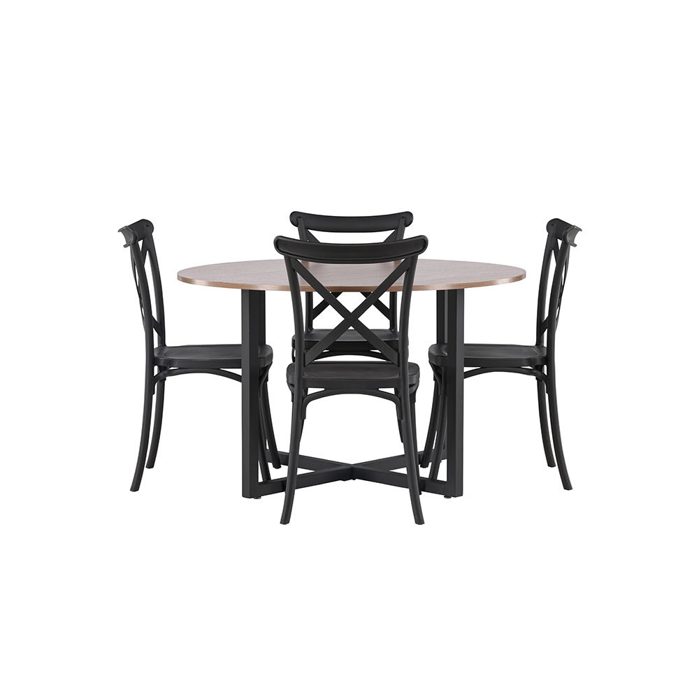 Spisegruppe Venture Home Durango Ø 120 cm med 4 Crosett Stoler