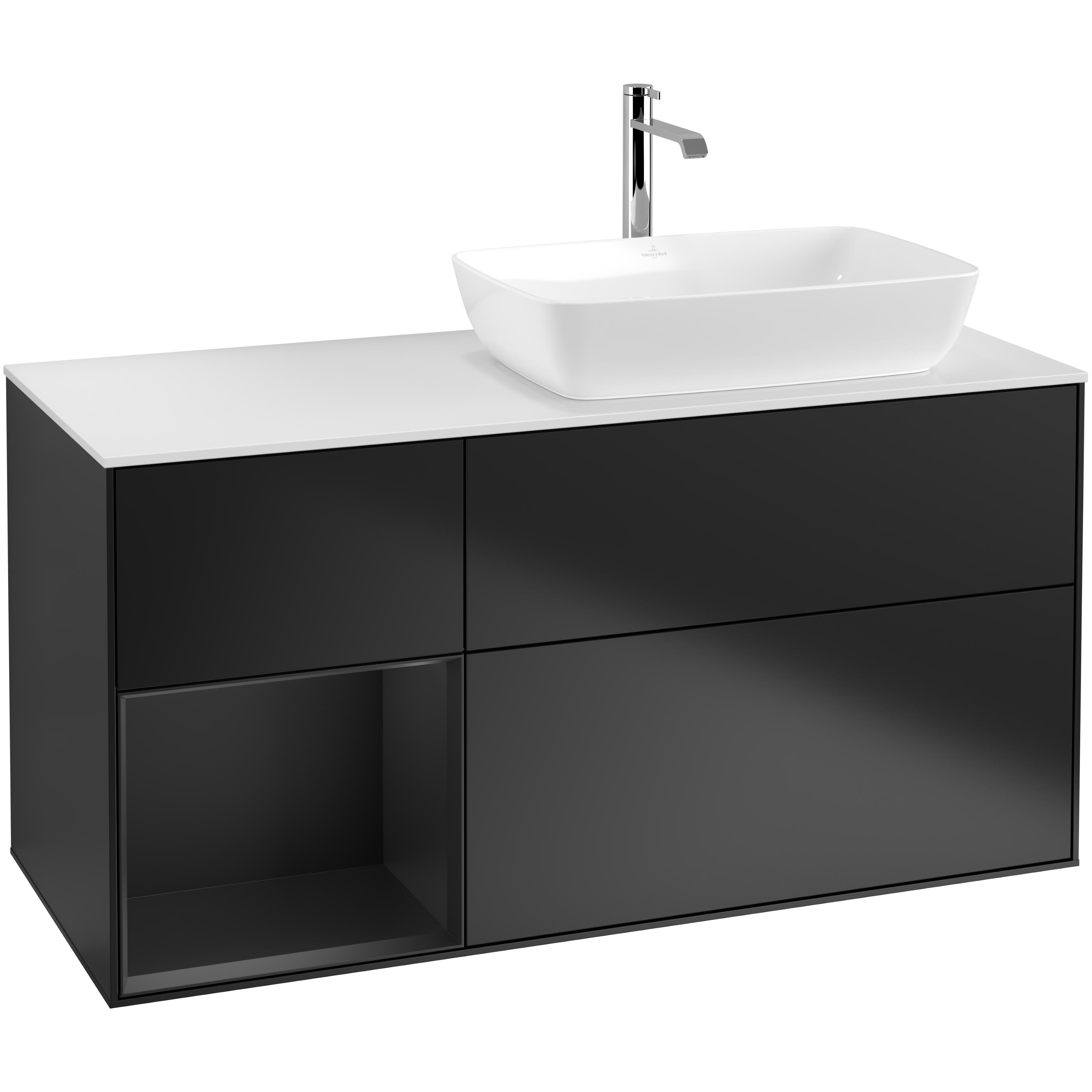Tvättställsskåp Villeroy & Boch Finion med 3 Lådor Hylla och Bänkskiva för Ocentrerat Tvättställ från Artis & Collaro