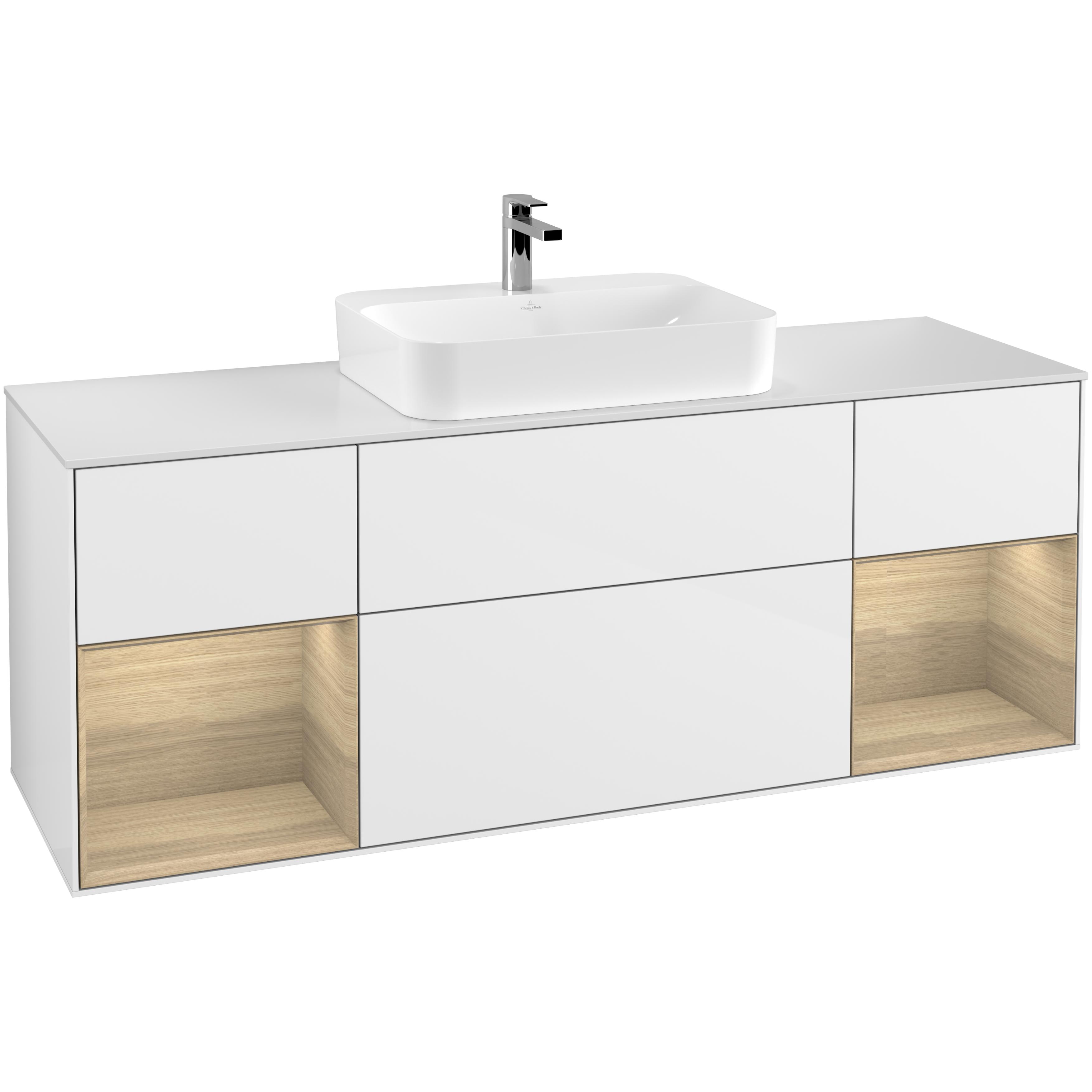Tvättställsskåp Villeroy & Boch Finion med Två Hyllor och Bänkskiva för Ytmonterat Tvättställ