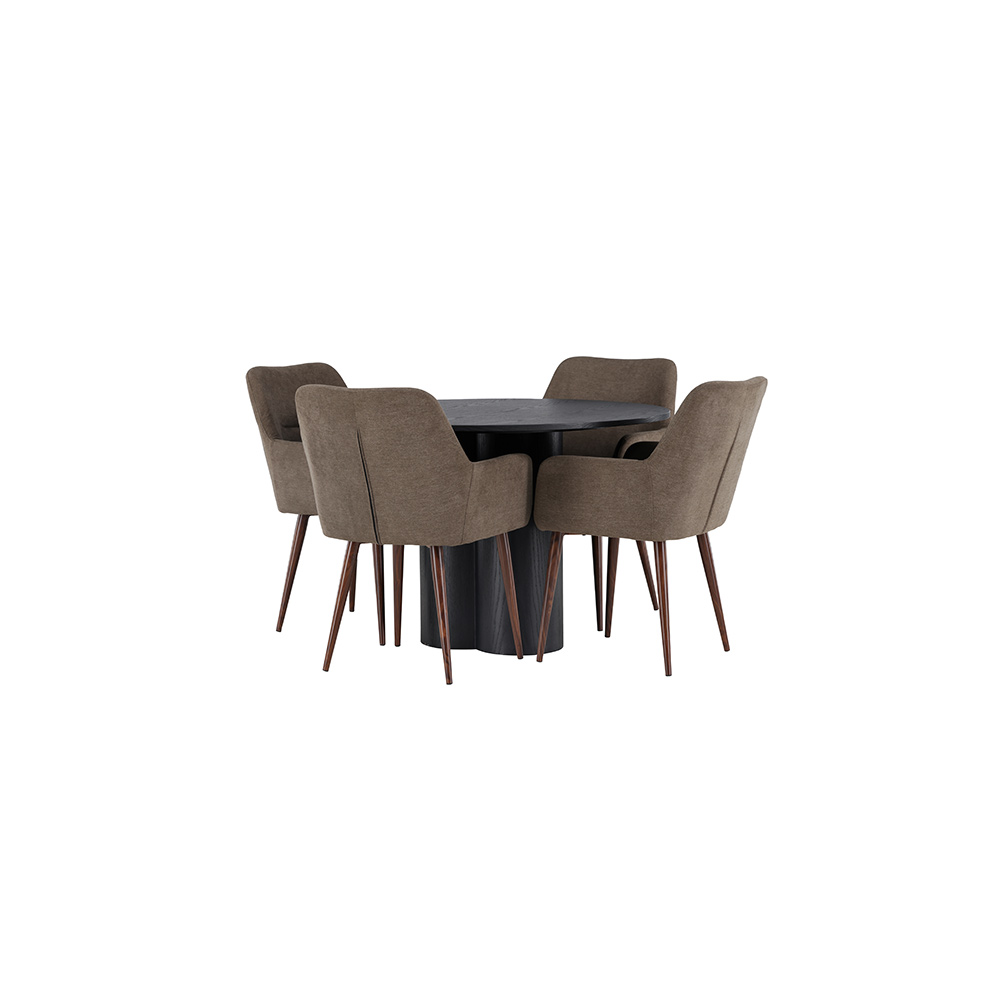 Spisegruppe Venture Home Olivia Ø110 cm med 4 stk Tomorrow Stoler