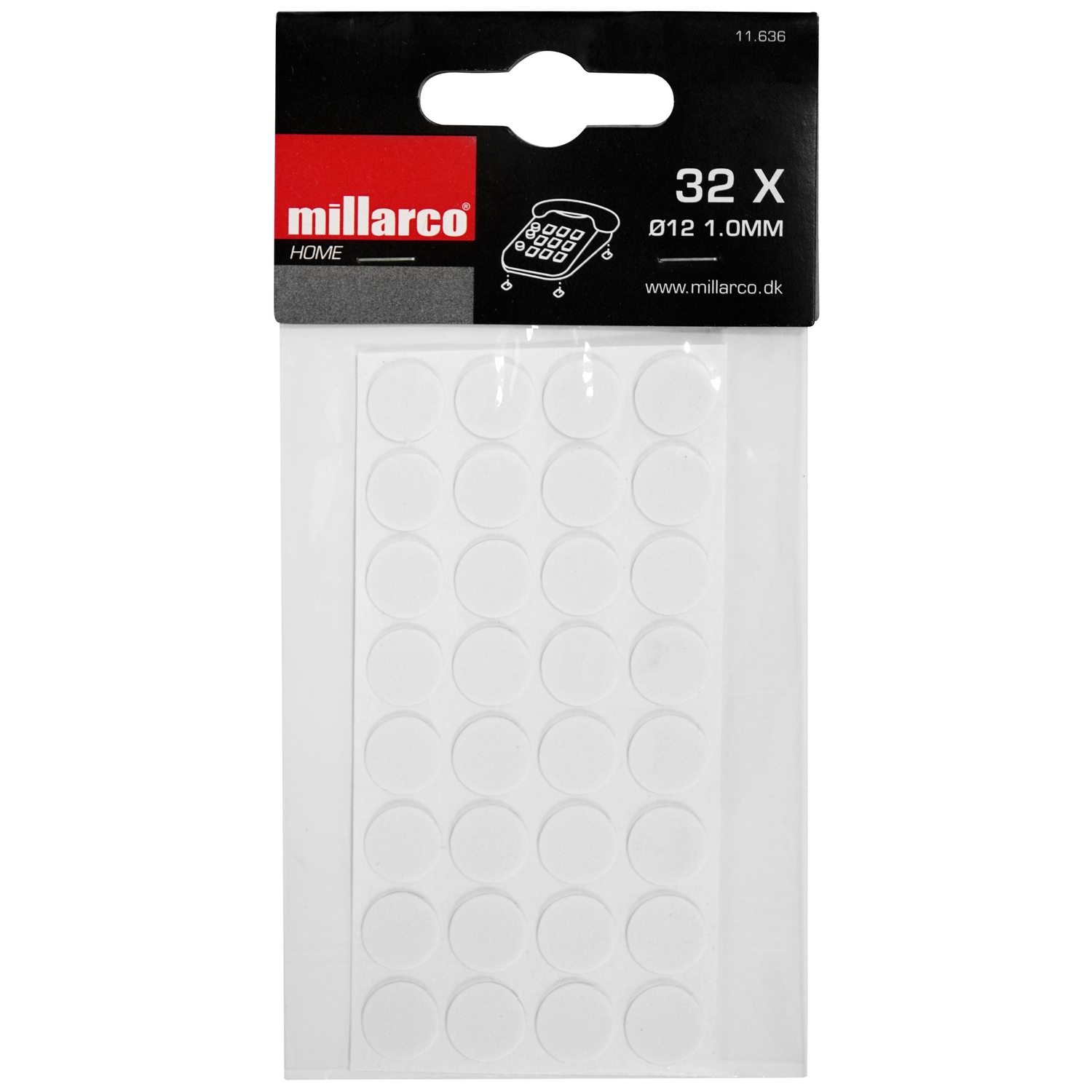 Filtpute Home it Ø12 mm x 1,00 mm Hvit 32 stk
