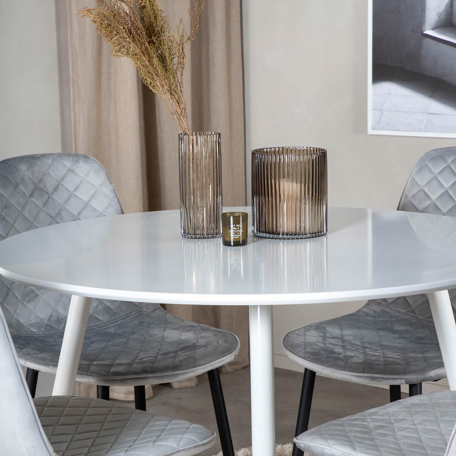 Spisegruppe Venture Home Plake med 4 Phoi Stoler Fløyel Rundt