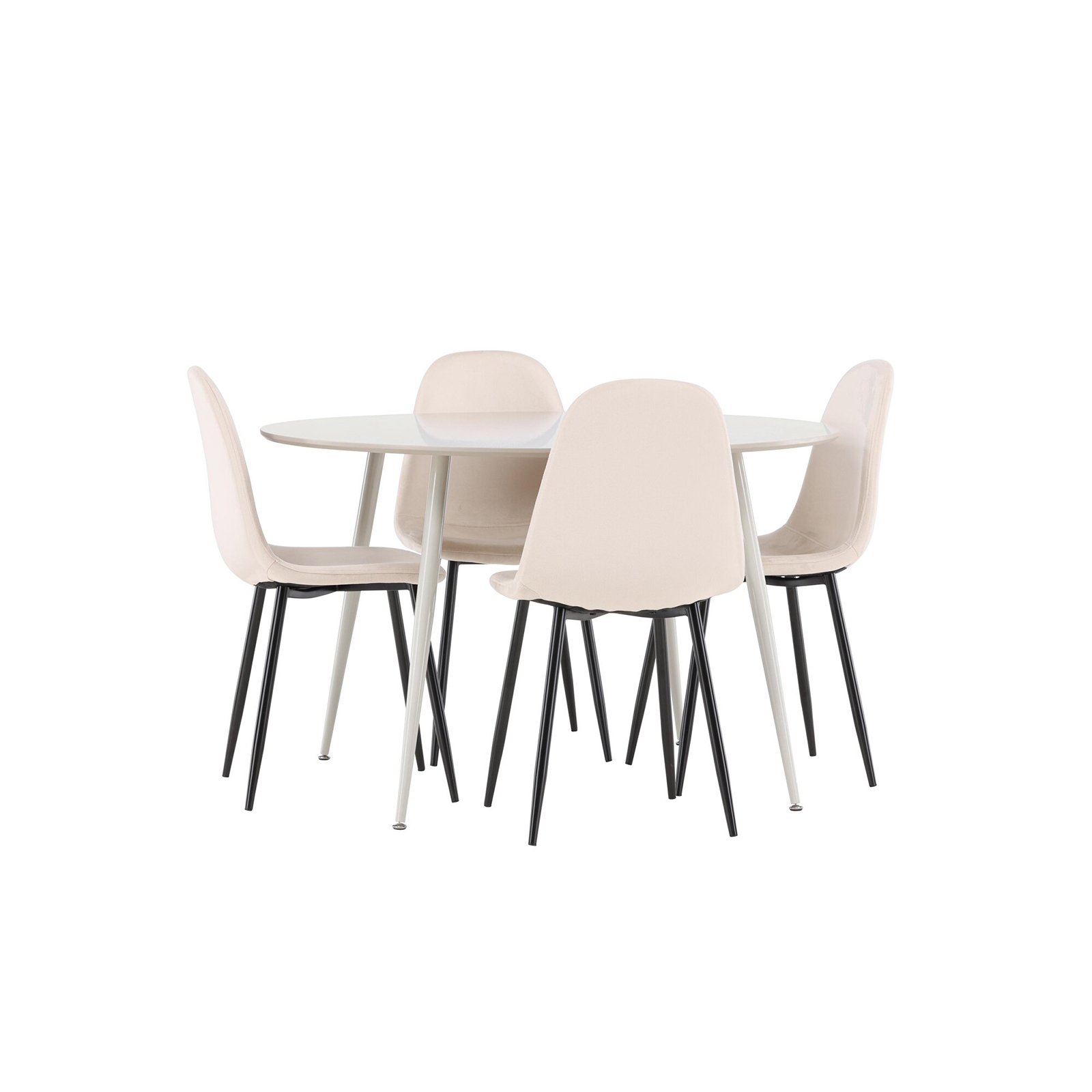 Spisegruppe Venture Home Plaza Ø120 med 4 stk Polar Stoler Fløyel