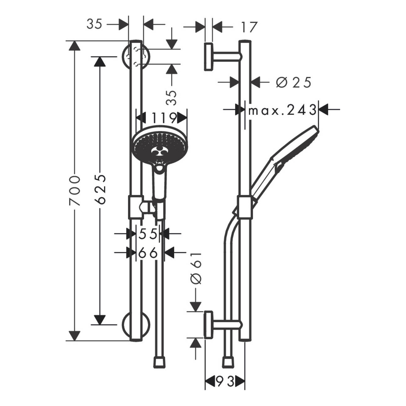 Dusjsett Hansgrohe Raindance Select S 120 3jet