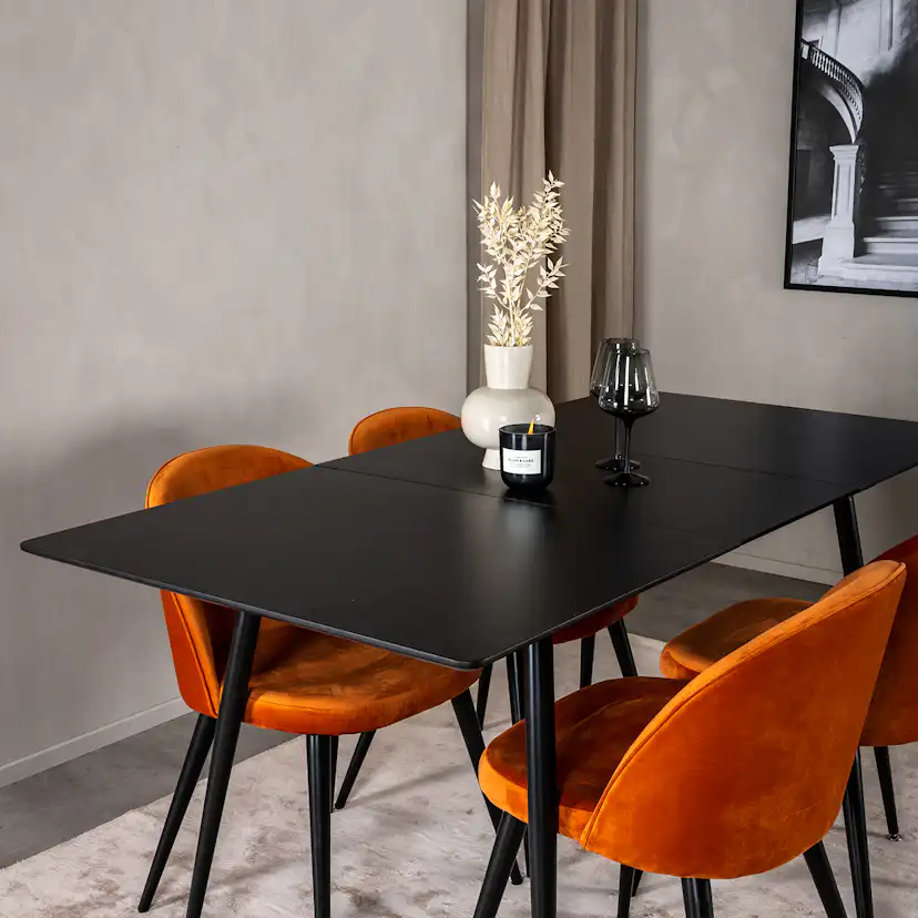 Spisegruppe Venture Home Silvia med Innleggsplate og 4 Valentina Stoler