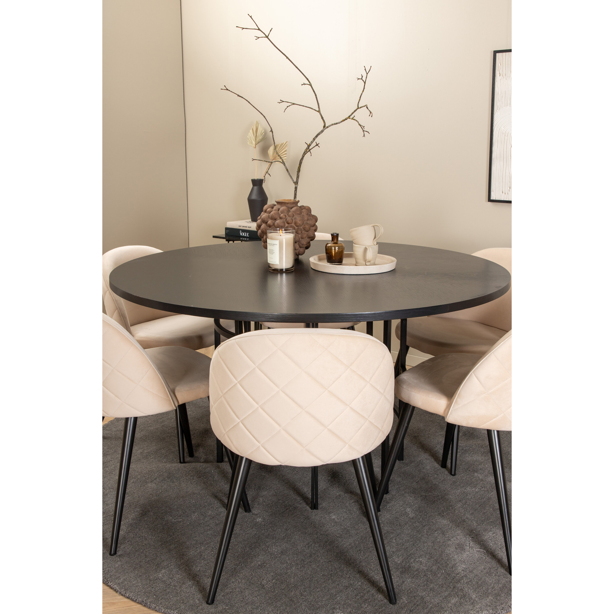 Spisegruppe furniture/fashion Copenhagen Ø140 cm med 6 Velvet Stoler