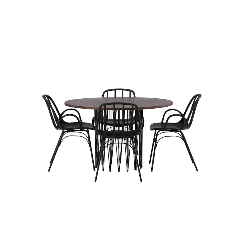 Spisegruppe furniture/fashion Stone round Ø 120 cm med 4 Dyrön Stoler