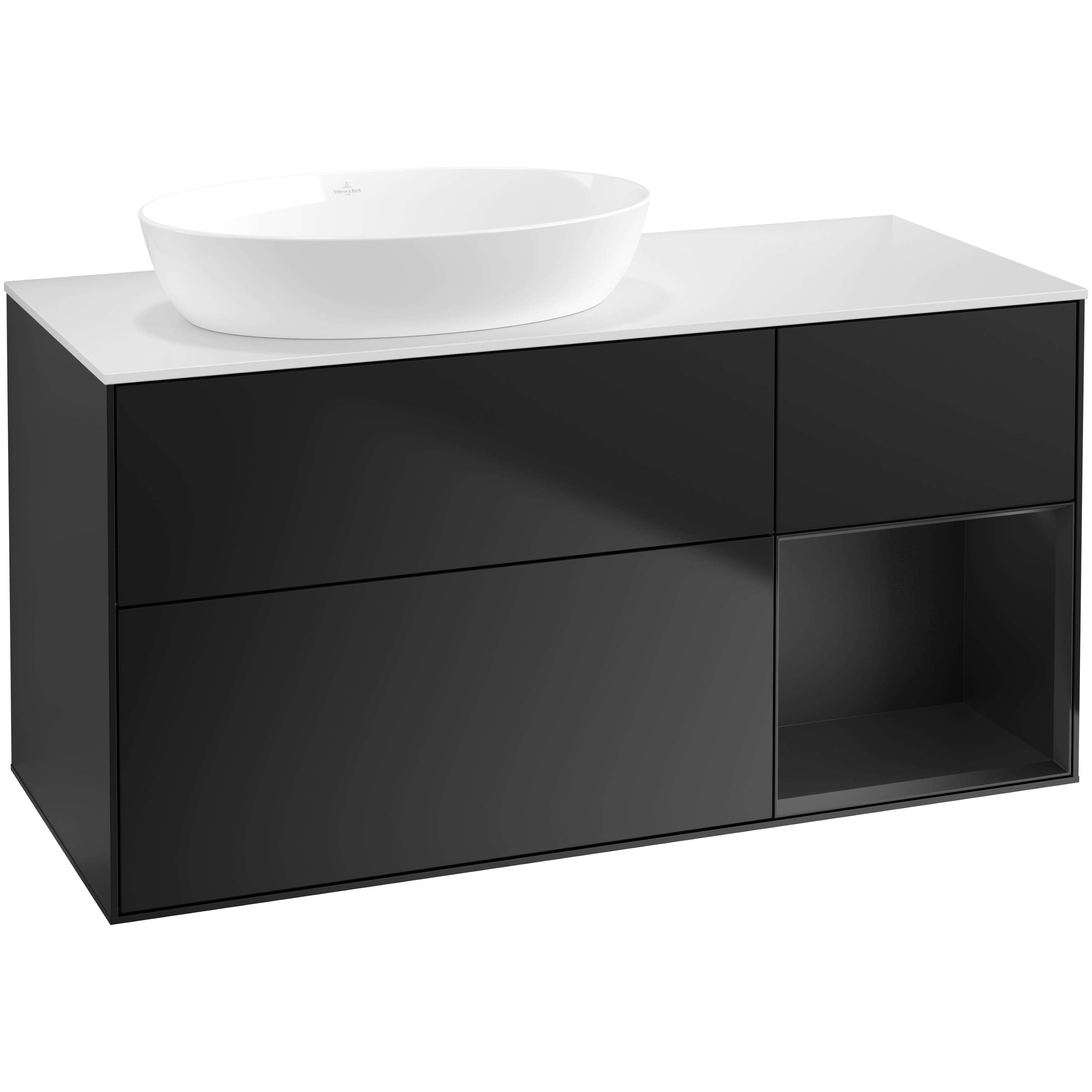 Tvättställsskåp Villeroy & Boch Finion med 3 Lådor Hylla och Bänkskiva för Ocentrerat Tvättställ från Artis & Collaro