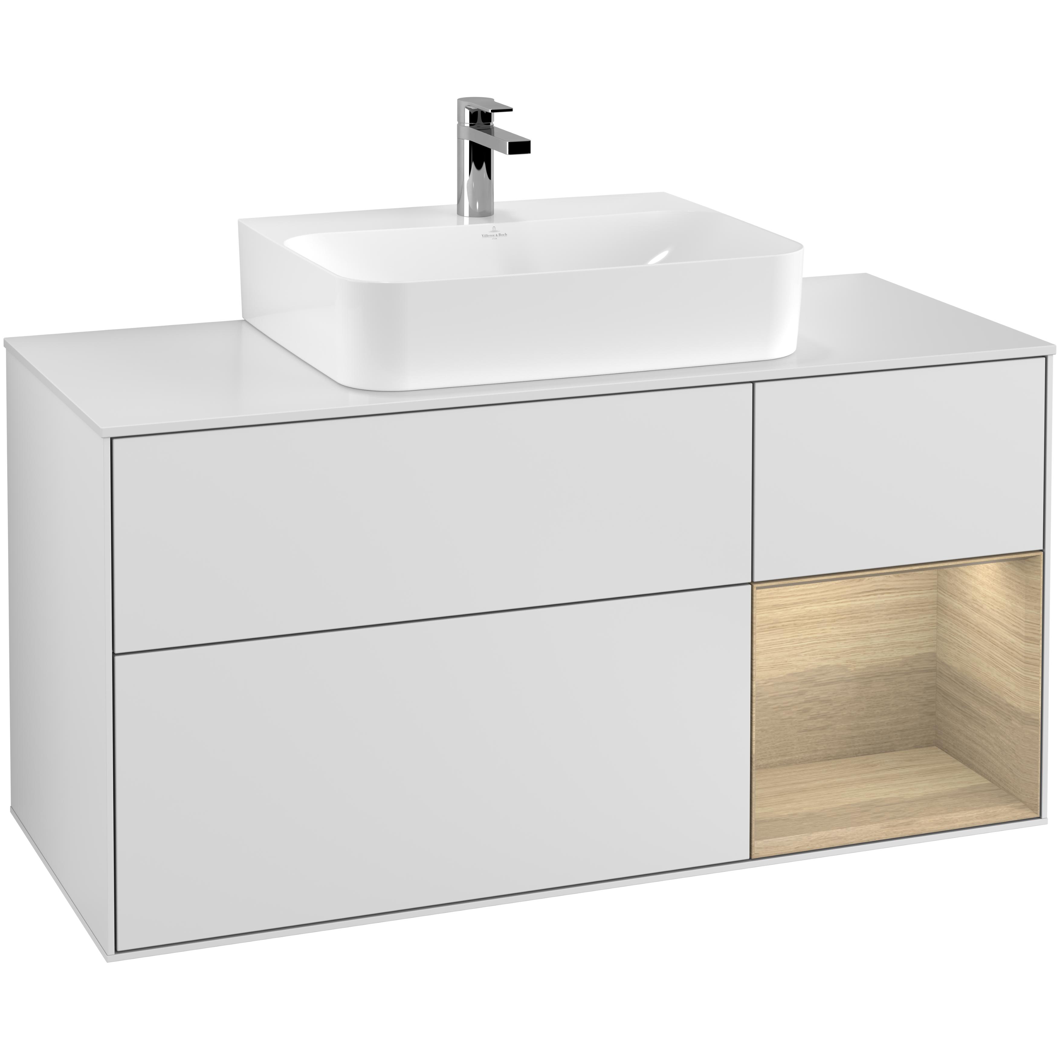 Tvättställsskåp Villeroy & Boch Finion med 3 Lådor Hylla och Bänkskiva för Centrerat Tvättställ | badrum - badrumsmobler - tvattstallsskap-och-kommod | KakelKungen