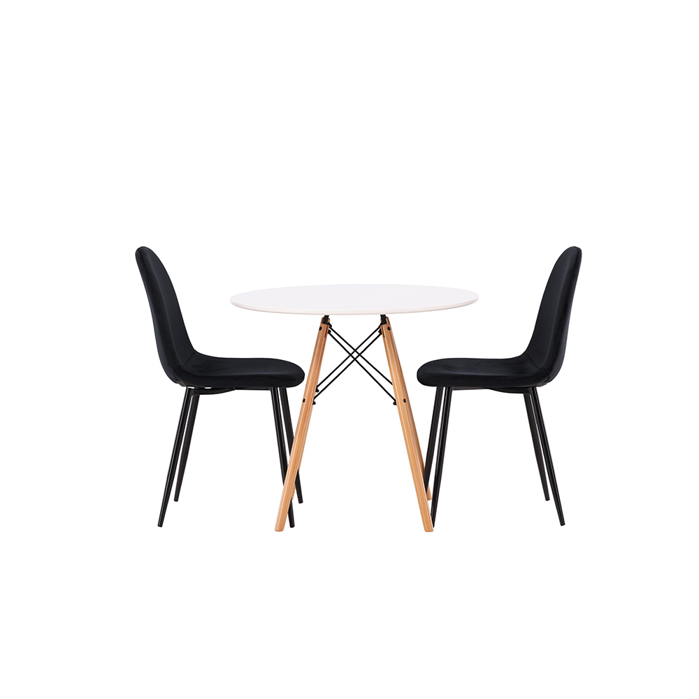 Spisegruppe Venture Home Danburi Ø 60 cm med 2 Polar Fløyel Stoler
