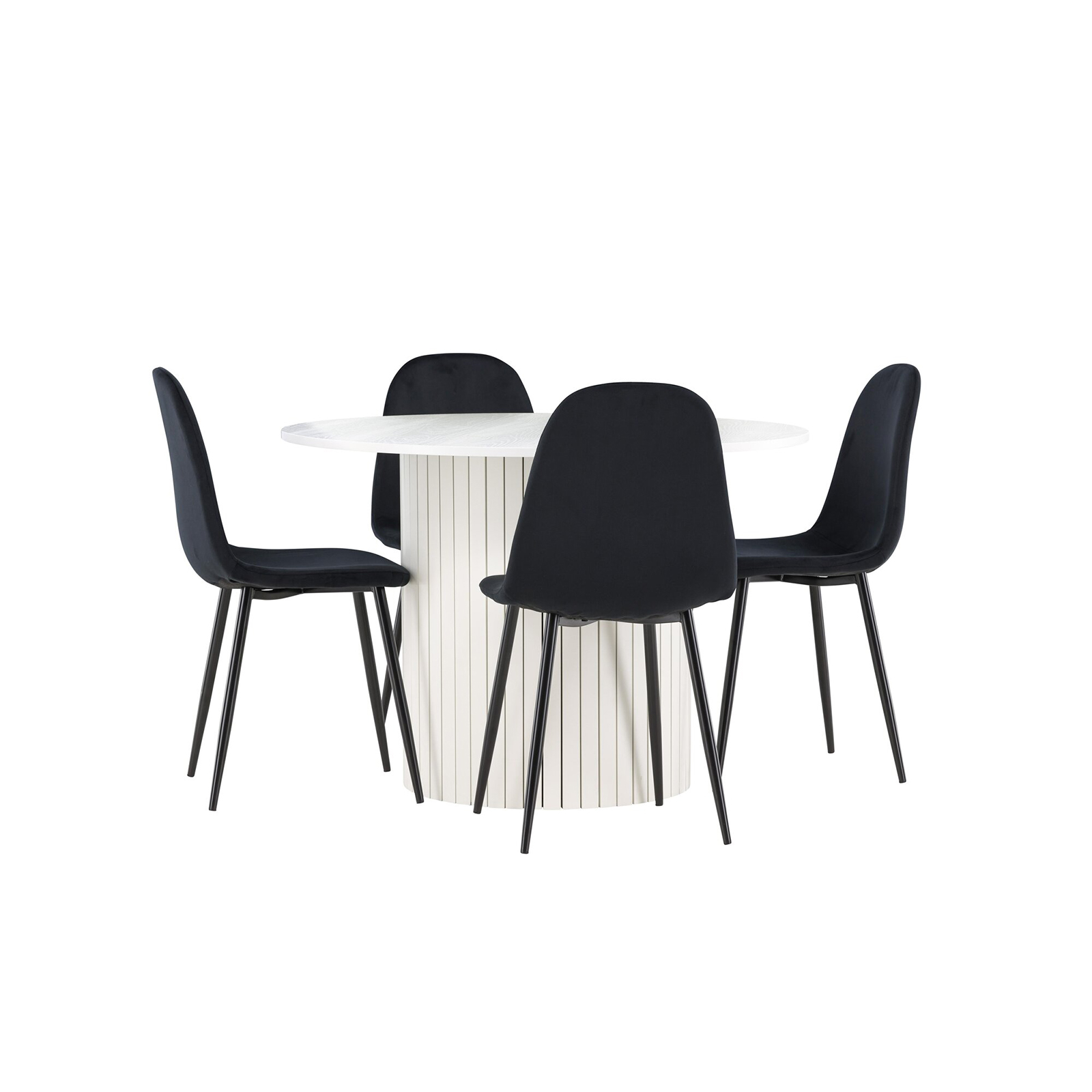 Spisegruppe Venture Home Härön Ø110 med 4 stk Polar Stoler Fløyel