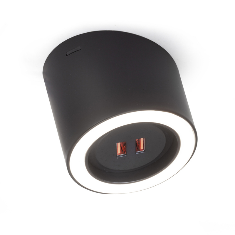 LED-spot Unika 24V 4,5W 2X USB 2700K matt svart Matt Svart