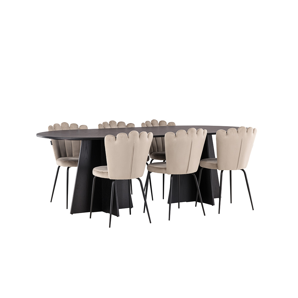 Spisegruppe Venture Home Bootcut Oval med 6 Limhamn Light Stoler