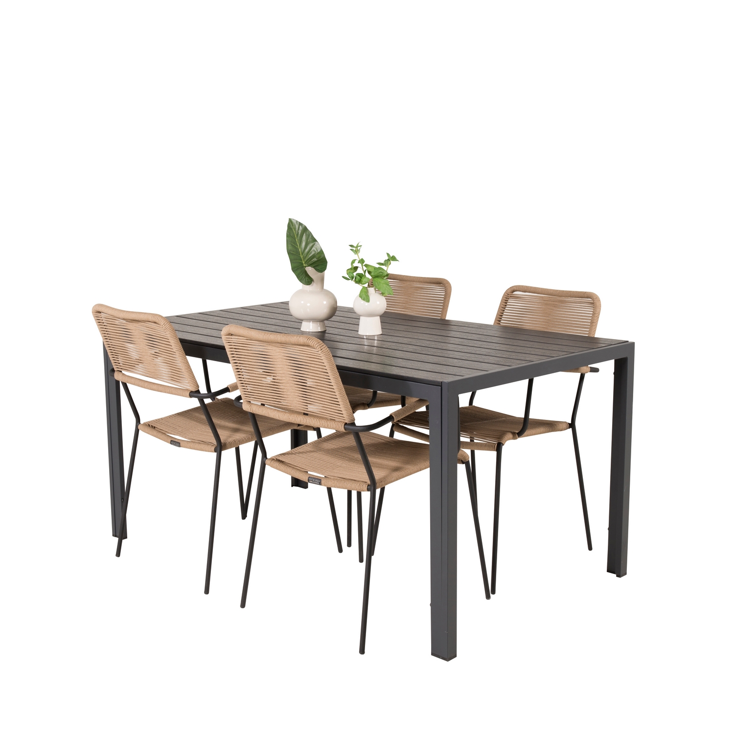 Spisegruppe Venture Home Bront 150 med 4 Leon Lenestoler